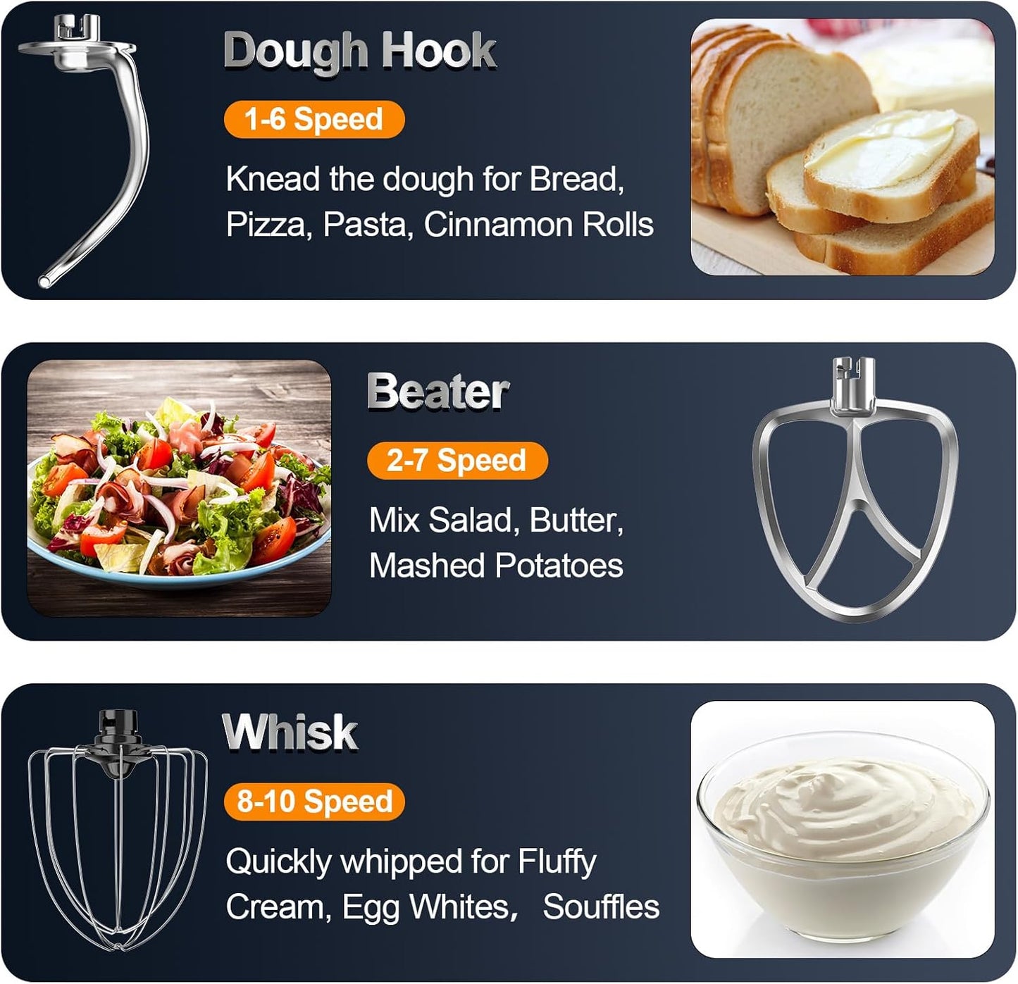 Stand Mixer, 6.5QT 10-Speed Tilt-Head Electric Stand Mixer, 3-In-1 Kitchen Mixer with Bowl, Dough Hook, Whisk and Beater, Food Mixer for Baking, Cake and Most Home Cooks, Red