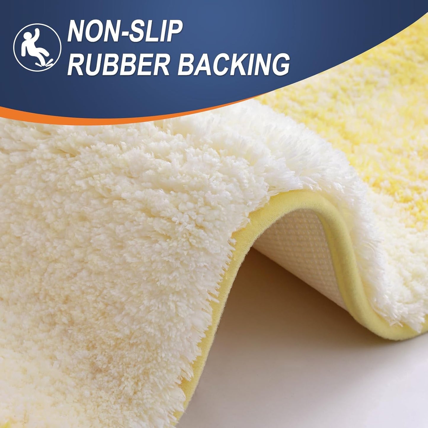 OLANLY Luxury Toilet Rugs U-Shaped 24x20, Extra Soft and Absorbent Microfiber Bathroom Rugs, Non-Slip Plush Shaggy Bath Mat, Machine Wash Dry, Contour Bathroom Mats for Toilet Base, Yellow