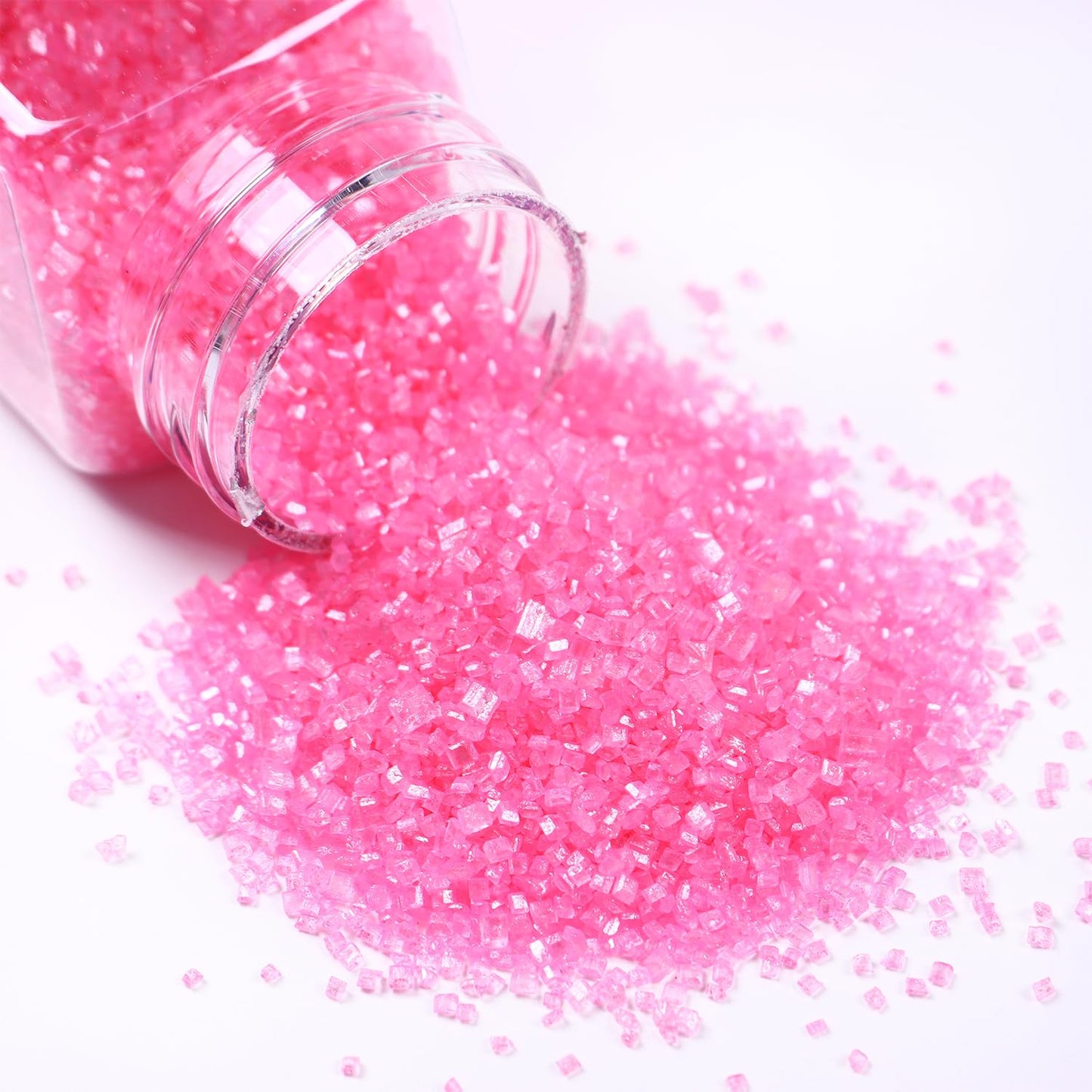 Sanding Sugar Pink Edible Sugar Sprinkles Sanding Sugar for Cake Decorating, Sparkling Edible Crystal Candy White Pearl Sugar for Wedding Party Baking Cupcake Cookie Ice Cream Decoration Supplies - 5.3 oz