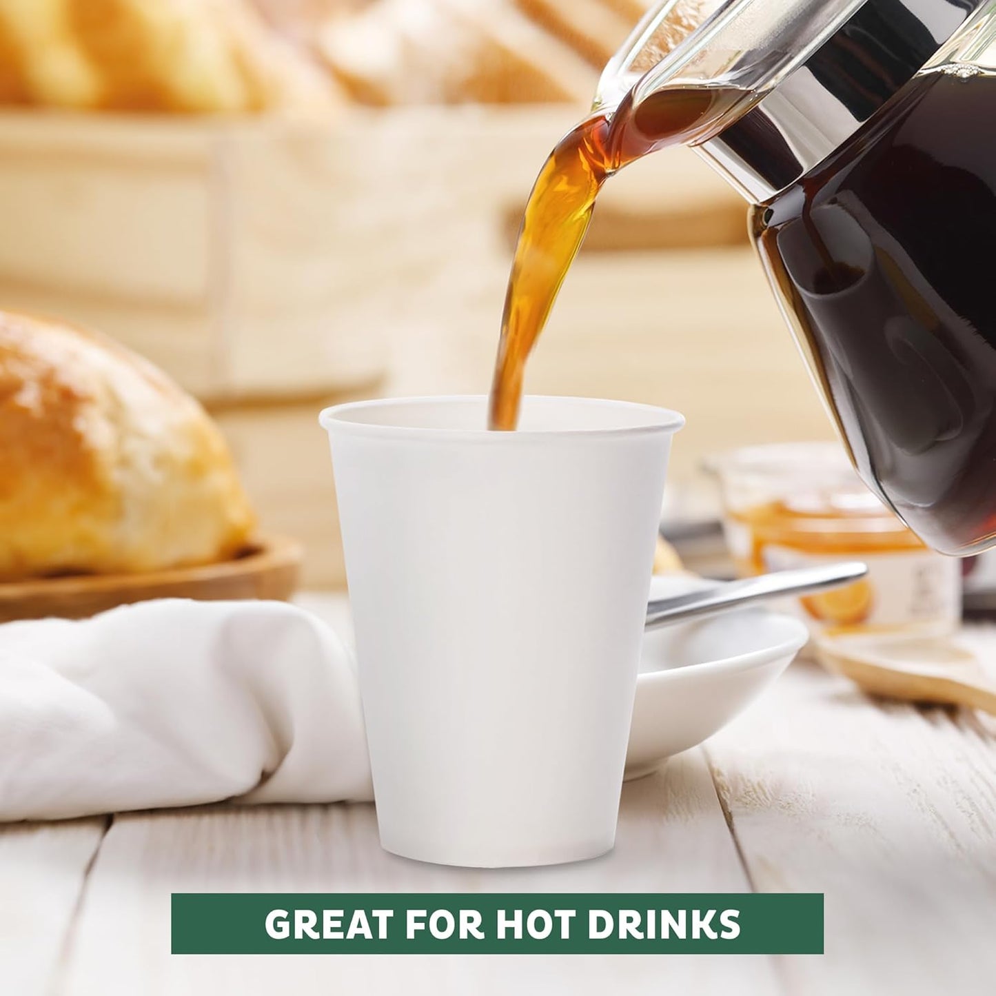 Freshware Coffee Cups 8 oz [300 Pack] Disposable Paper Cups for Hot or Iced Coffee Cup, Slushie Cup, Milkshakes, Smoothies, and Tea