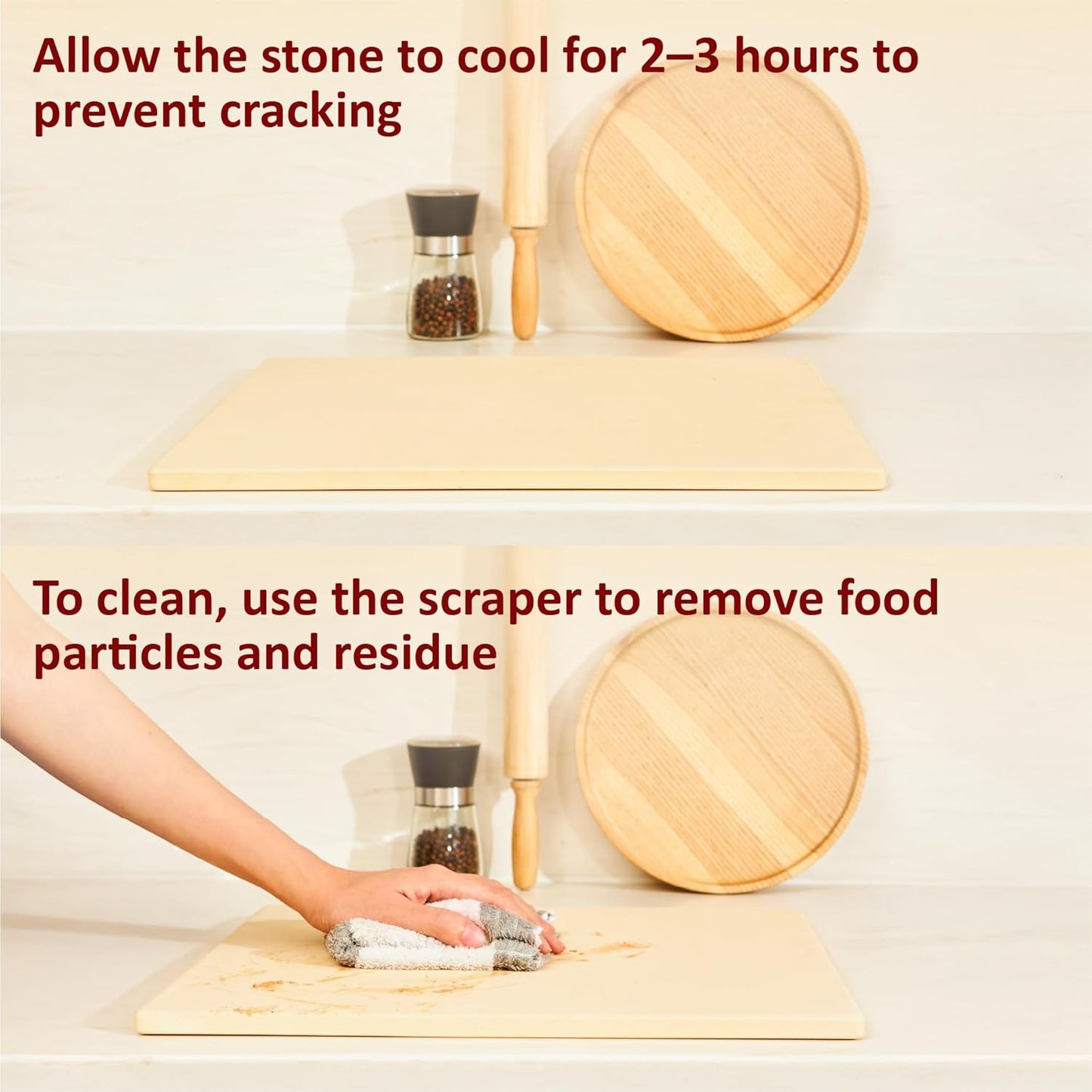 18 Inch Pizza Stone, 16x18 inch Stone for oven and grill - Durable Ceramic Pizza Stone, Heat Resistant up to 1,472°F, Perfect for Homemade Pizza, Bread and More (16x14 inch)