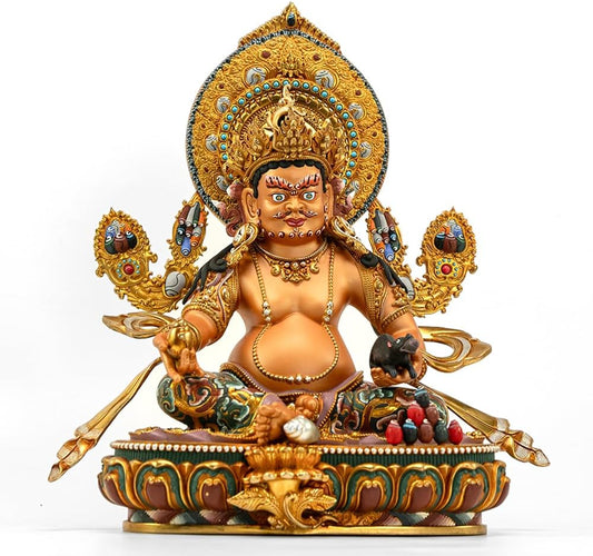 Handmade Brass Buddha Vajrayana Statue, Wax Modeling, Handicraft in Nepal, Feng Shui Decoration attracts Wealth,10.62"