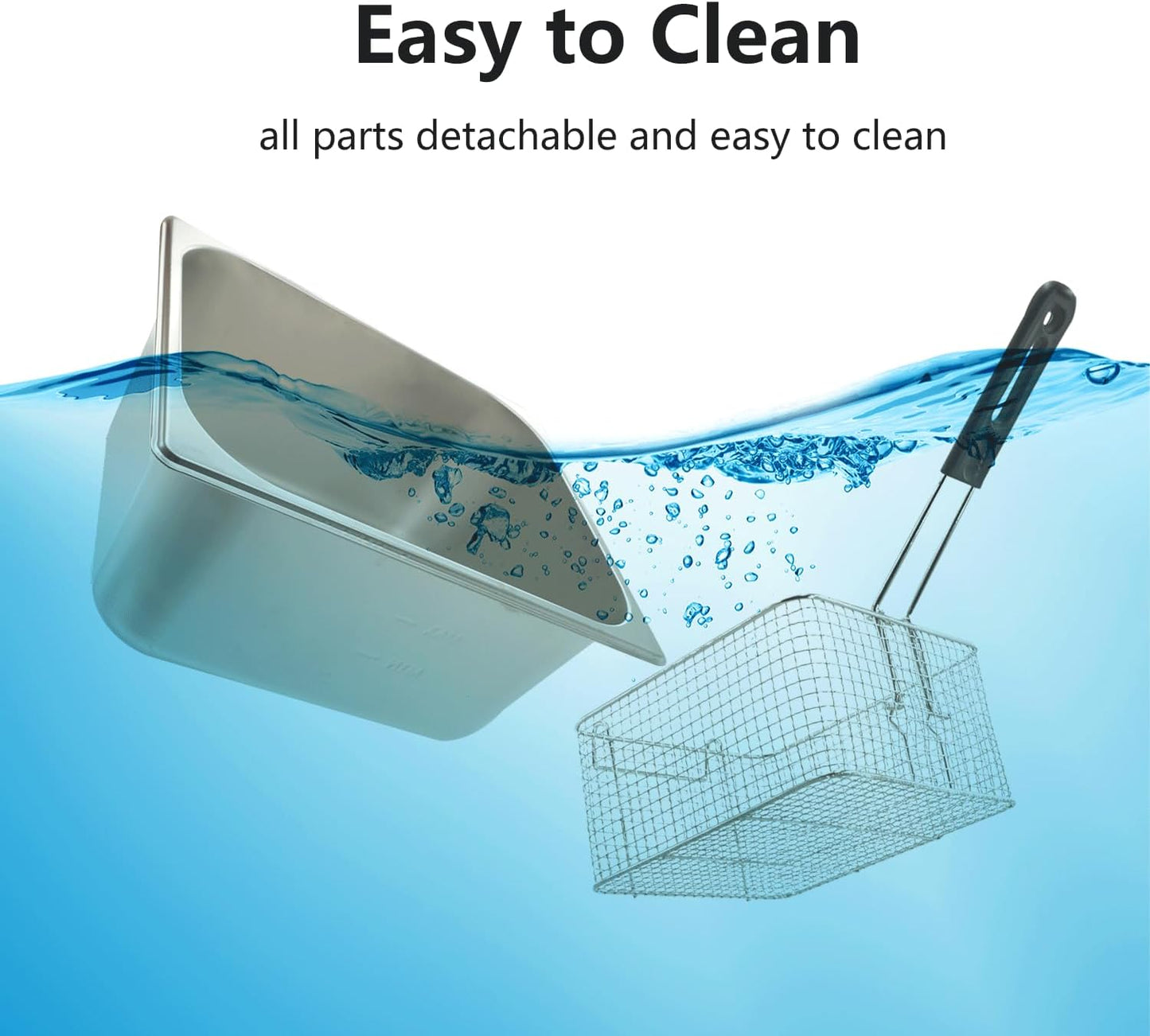 Commercial Deep Fryer with Baskets, 3400W 12.7QT/12L Thickened Stainless Steel Countertop Electric Oil Fryer, Large Capacity with Temperature Control, silver