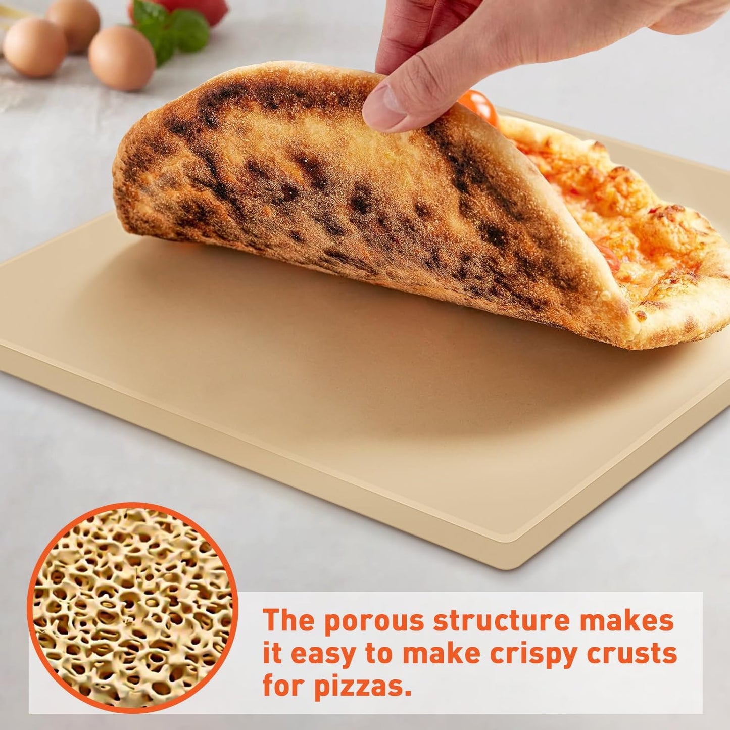 Pizza Stone for Oven and Grill, 12 Inch Square Baking Pan, Heavy Duty Small Cordierite Pizza Grilling Stone, Thermal Shock Resistant, Includes Durable Metal Scraper