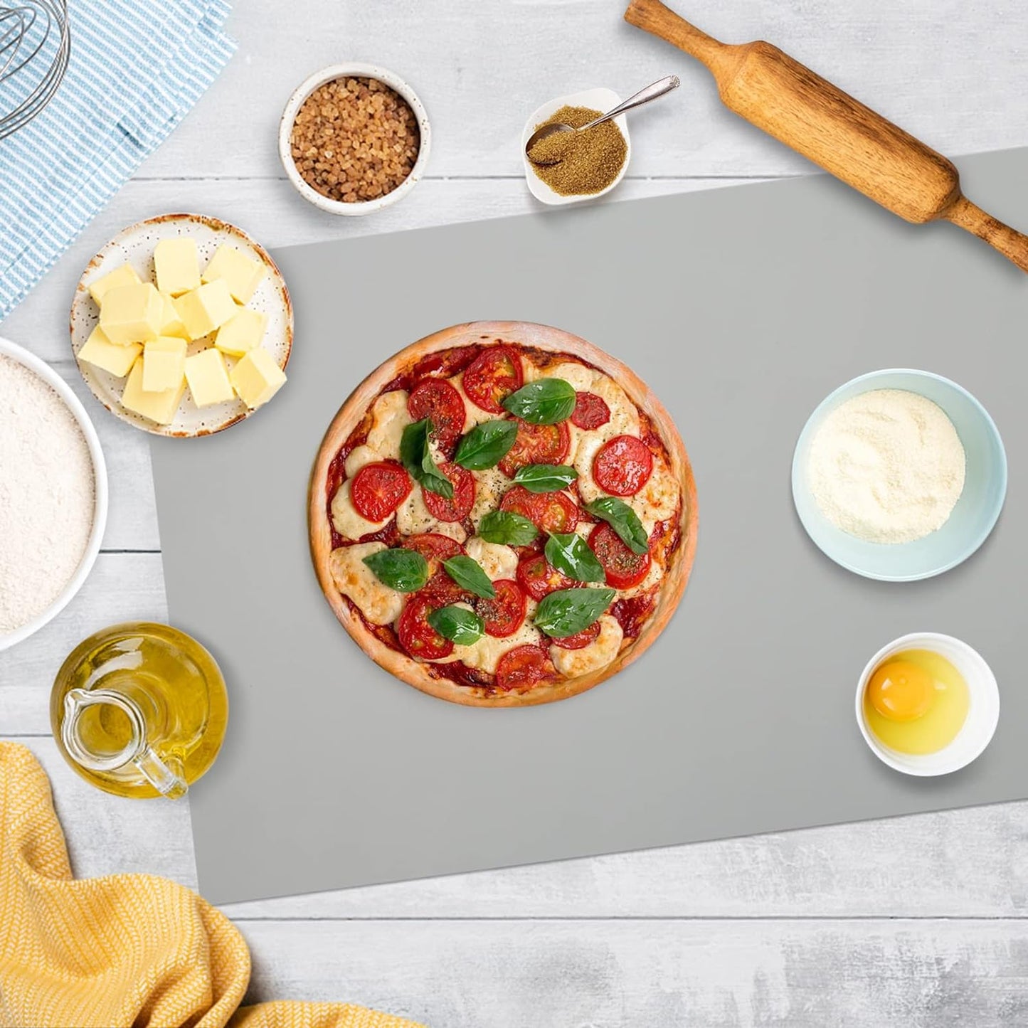 Silicone Mats for Kitchen Counter, Nonslip Silicone Mats for Crafts Countertop Protector Heat Resistant Mat (78.7” x 24” x 0.08”, Grey)