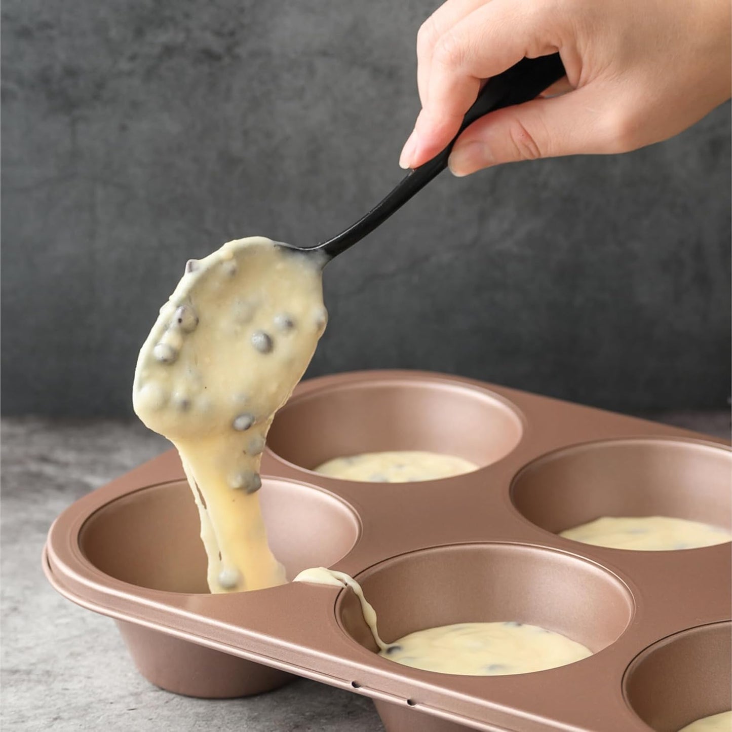 Non Toxic Nonstick 6 Cup Jumbo Muffin Pan | Large Cupcake Tin for Oven | Nontoxic Muffin Tins Big Size | PFOA Free Cupcakes Tray