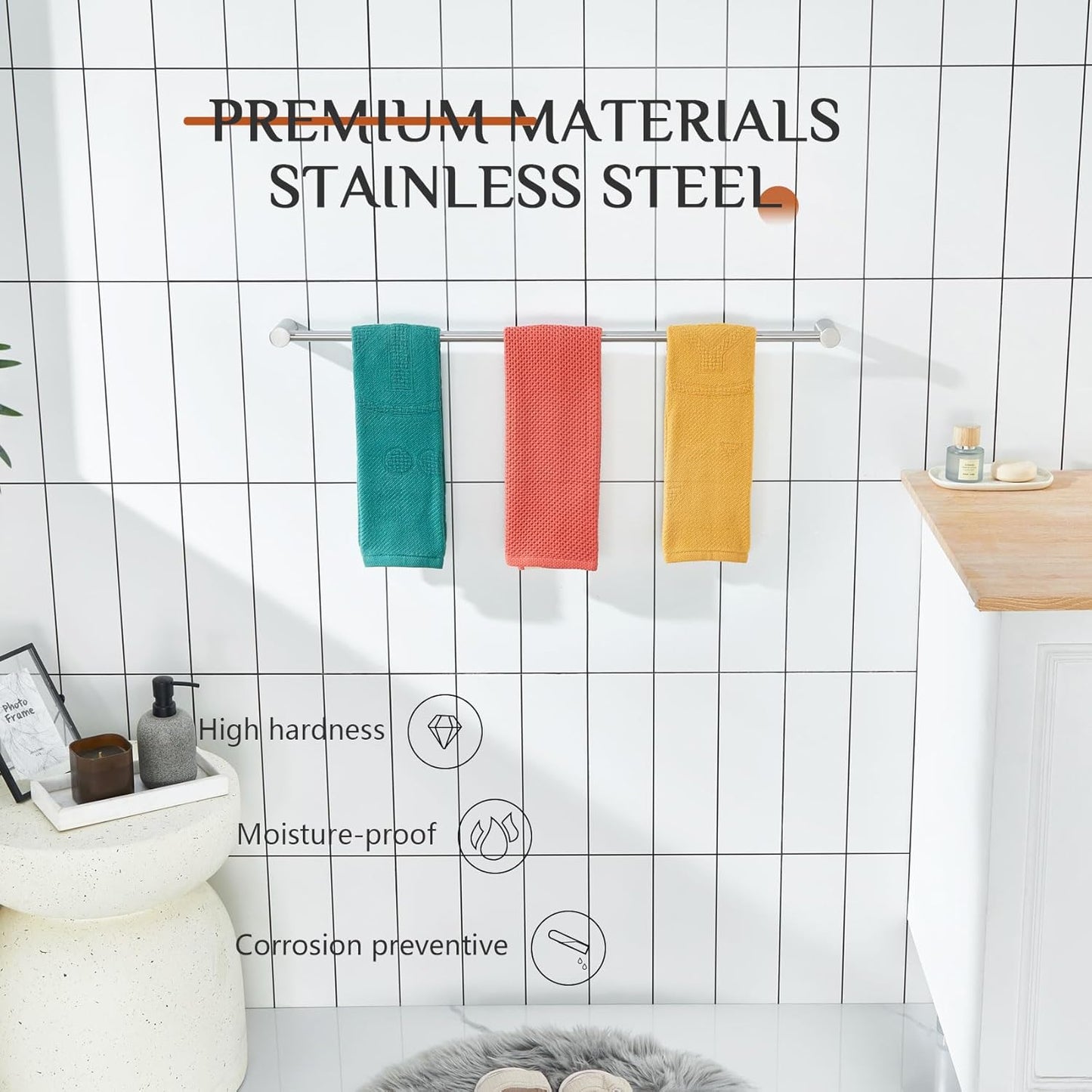 KOKOSIRI Bath Towel Bars Brushed Nickel Bathroom Towel Holder 32-Inch Wall Mounted Racks Bathroom Hardware Accessories Stainless Steel, B4007BR-L32