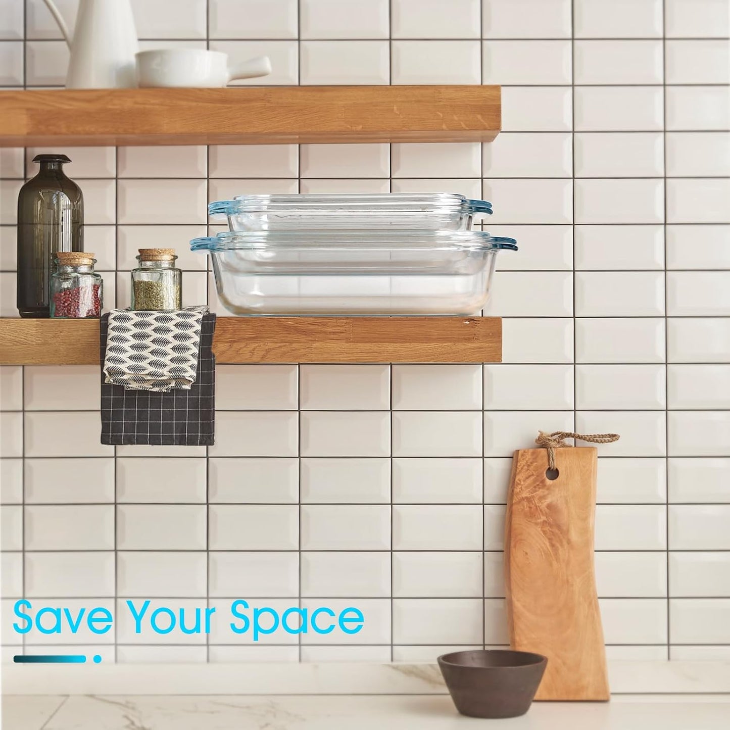 NUTRIUPS 1.4QT Small Glass Casserole Dish With Lid, 8.5×6.1in Rectangular Casserole Dish for Oven