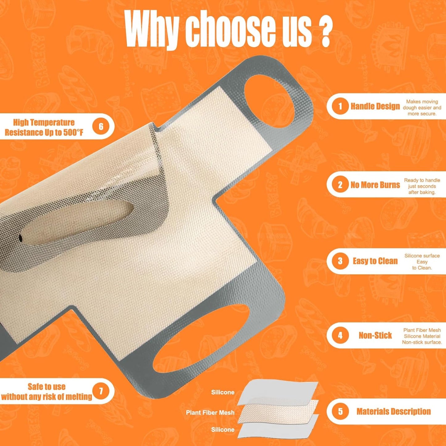 2PCS Reusable Silicone Bread Loaf Pan Liner, Food-Grade Silicone Bread Sling, Sourdough Bread Baking Mat, Loaf Pan Lifters, Non-Stick &Easy Clean Dough Transfer Tool, Fits 9x5 or 1.5lb Loaf Pans,Grey