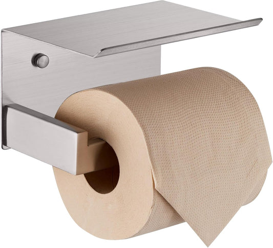 KOKOSIRI Toilet Paper Roll Holder Brushed Nickel Toilet Paper Holder with Shelf Stainless Steel Bathroom Dispenser Wall Mounted, B2010BR