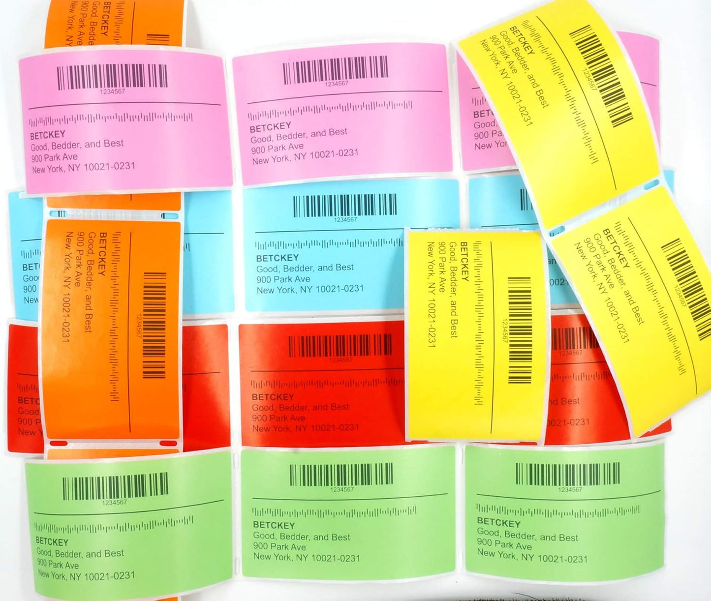 BETCKEY - 1" x 0.5" Small Labels Compatible with Zebra & Rollo Label Printer, Premium Adhesive & Perforated[Orange, 6 Rolls, 14580 Labels]