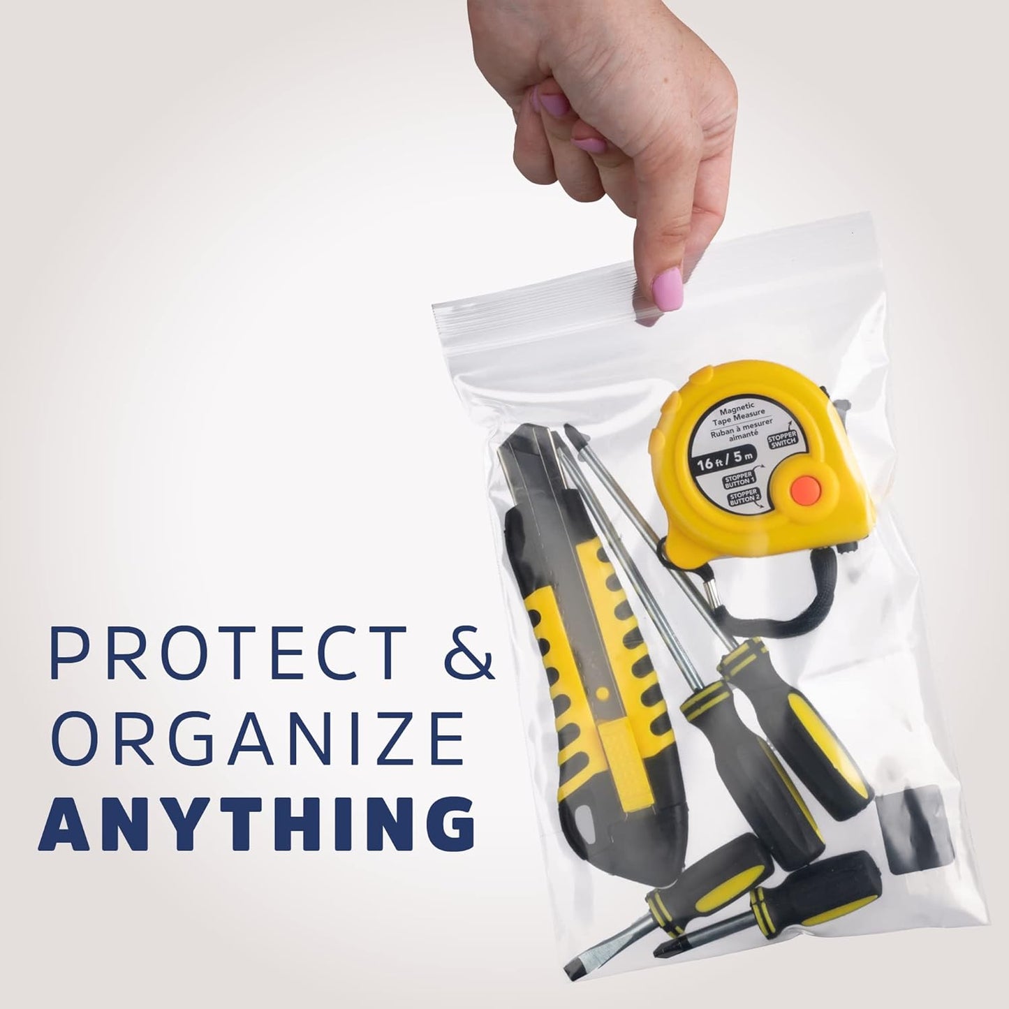 Clear Plastic Reclosable Zip Bags - Bulk GPI Pack of 200 6" x 9" 4 mil Thick Heavy Duty, Strong & Durable Poly Baggies with Resealable Zipper Lock for Travel, Storage, Packaging & Shipping.