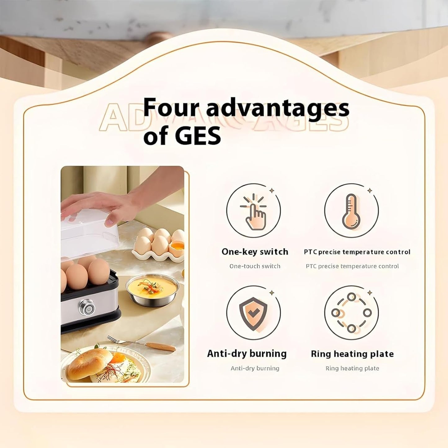 Sunny Side Master Egg Cooker, Smart Egg Cooker with Auto Shut, Multi-Function 6-in-1 Stainless Steel Electric Rapid Egg Cooker for Home Use (2)