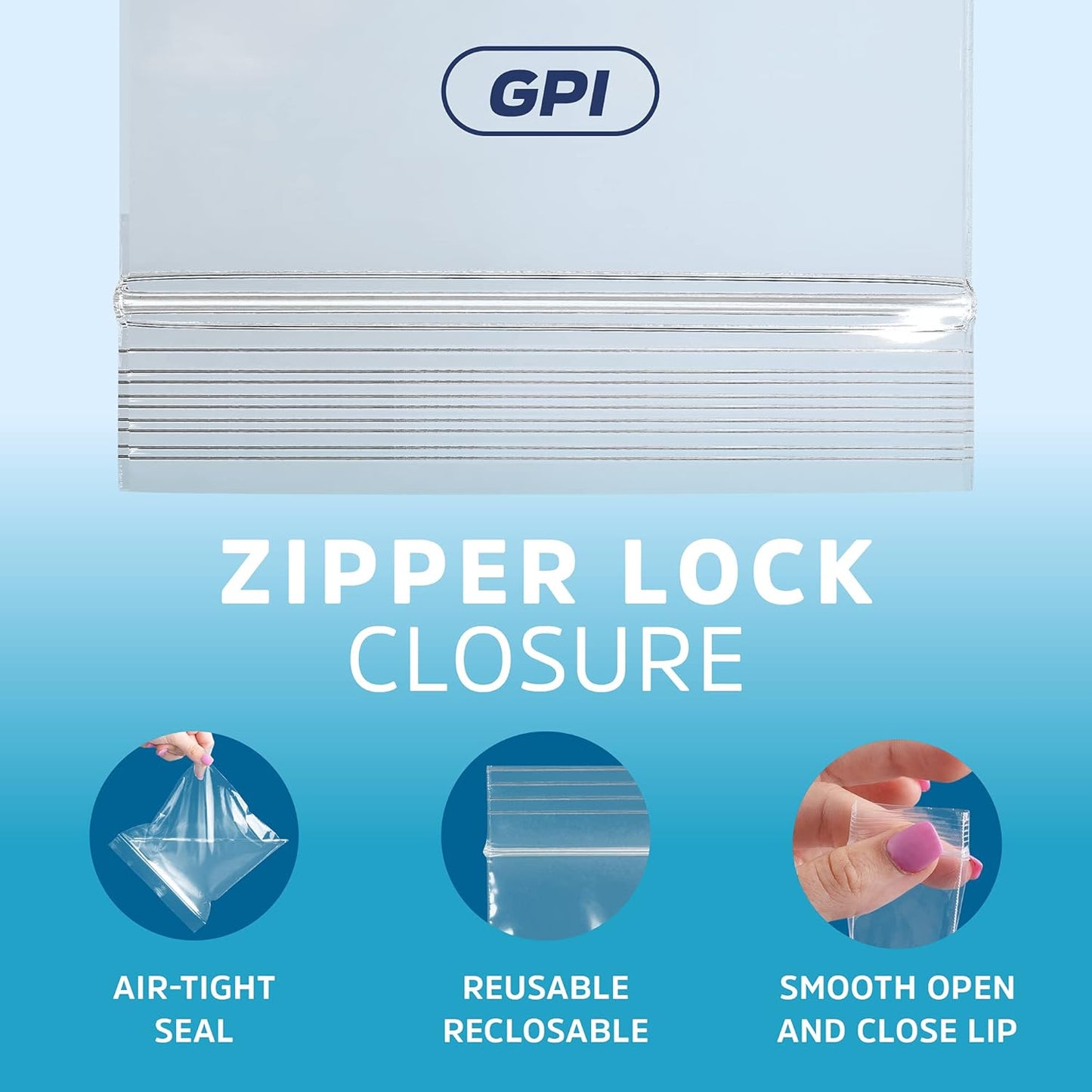 GPI - 9" X12" Zip Bags for A4 Letter Size Paper, Clear Plastic Reclosable Zipper Lock Poly Baggies, 2 Mil Thick, with Resealable Zip Top Lock for Food Storage, Clothing, Crafts & Packaging. 500 Count