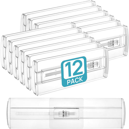 Vtopmart 12 Pack Drawer Dividers for Clothes, 4" High 10.2"-16.6" Adjustable Expandable Dresser Drawer Organizer, Clear Plastic Separators for Dresser, Baby Clothing, Underwear, Cosmetic, Toiletries