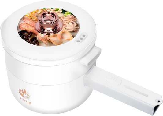Drizzle Electric Hot Pot Cooker Steamer 1.8L Multifunctional Nonstick Pan Office Dorm Cooking Portable Ramen Cooker Steamer Boil Dry Protection Suitable For Noodle Cooker Eggs StirFrying
