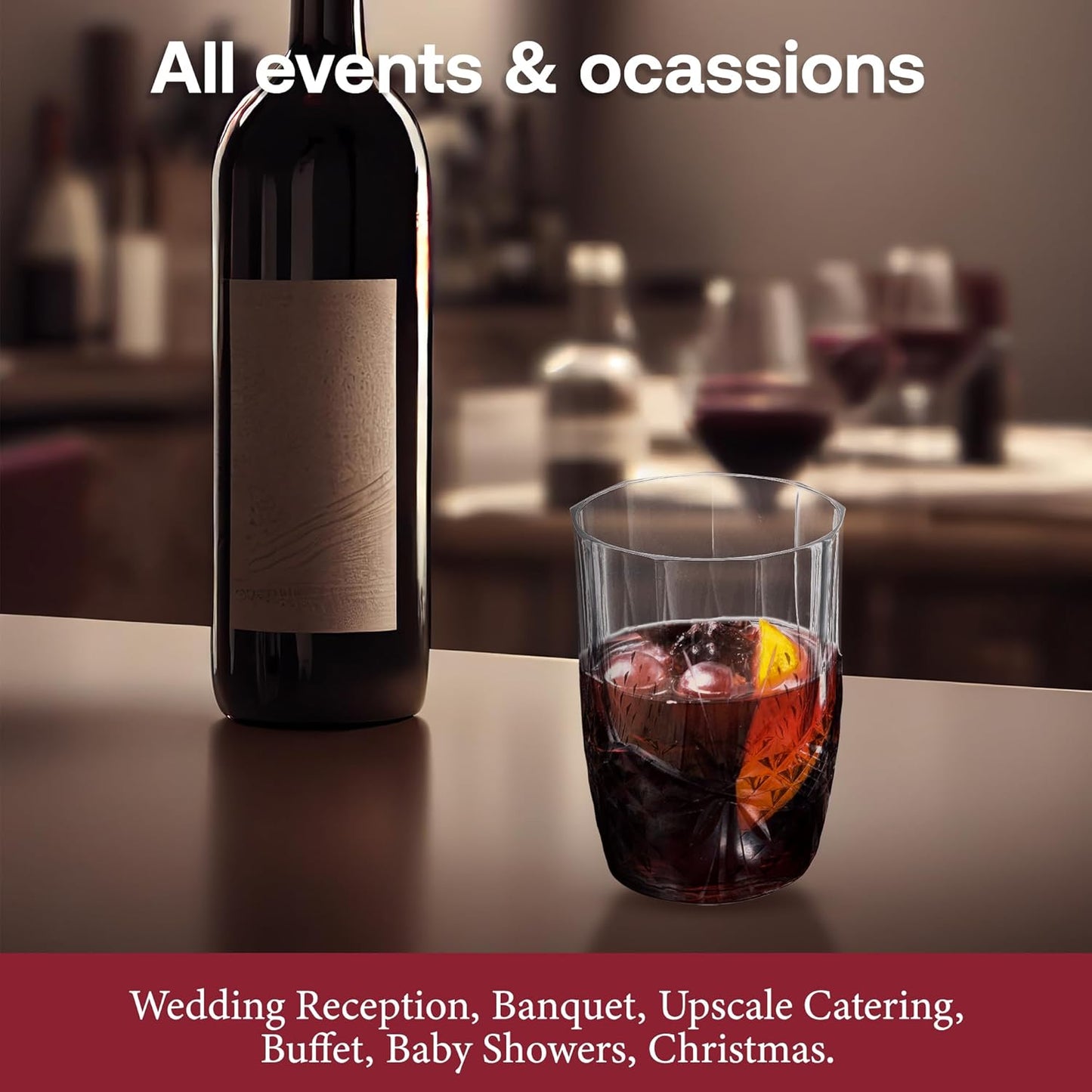 Smarty Had A Party 16 oz Clear Unbreakable Crystal Cut Tumblers Pack of 24, Elegant Disposable Plastic Cups for Cocktails, Parties, and Events