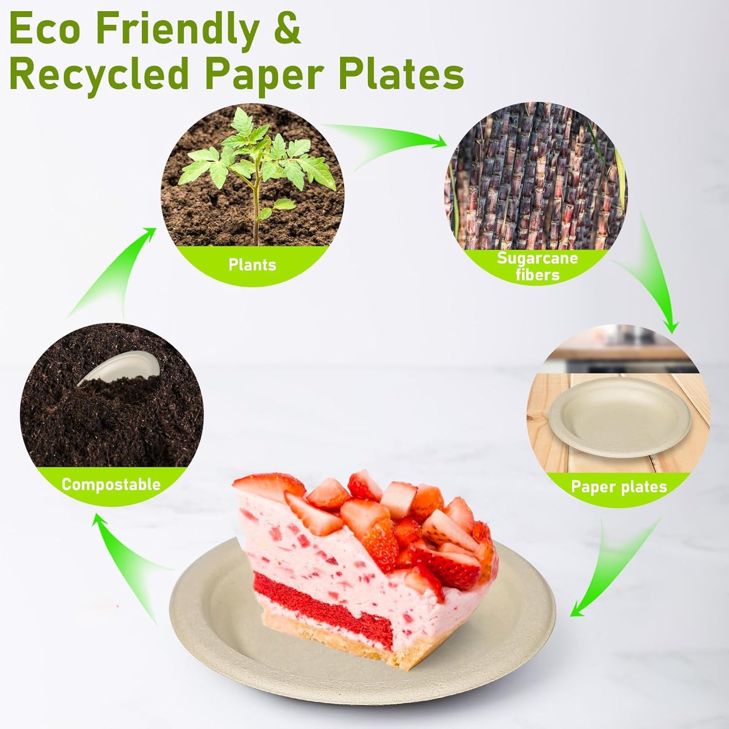 Paper Plates Bulk 400 Count, Small 6 inch Eco Friendly Plates, Compostable Biodegradable Disposable for Party, Everyday