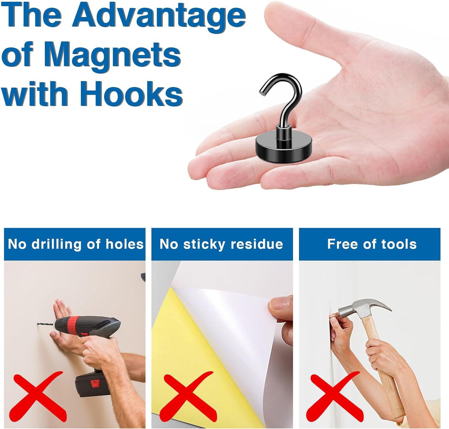 LOVIMAG Cruise Magnets with Hooks, 40lbs Magnetic Hooks for Cruise Cabins, Cruise Essentials Must Haves for Travel, Neodymium Magnets with Epoxy Coating for Hanging, Refrigerator, Kitchen -12 Pcs