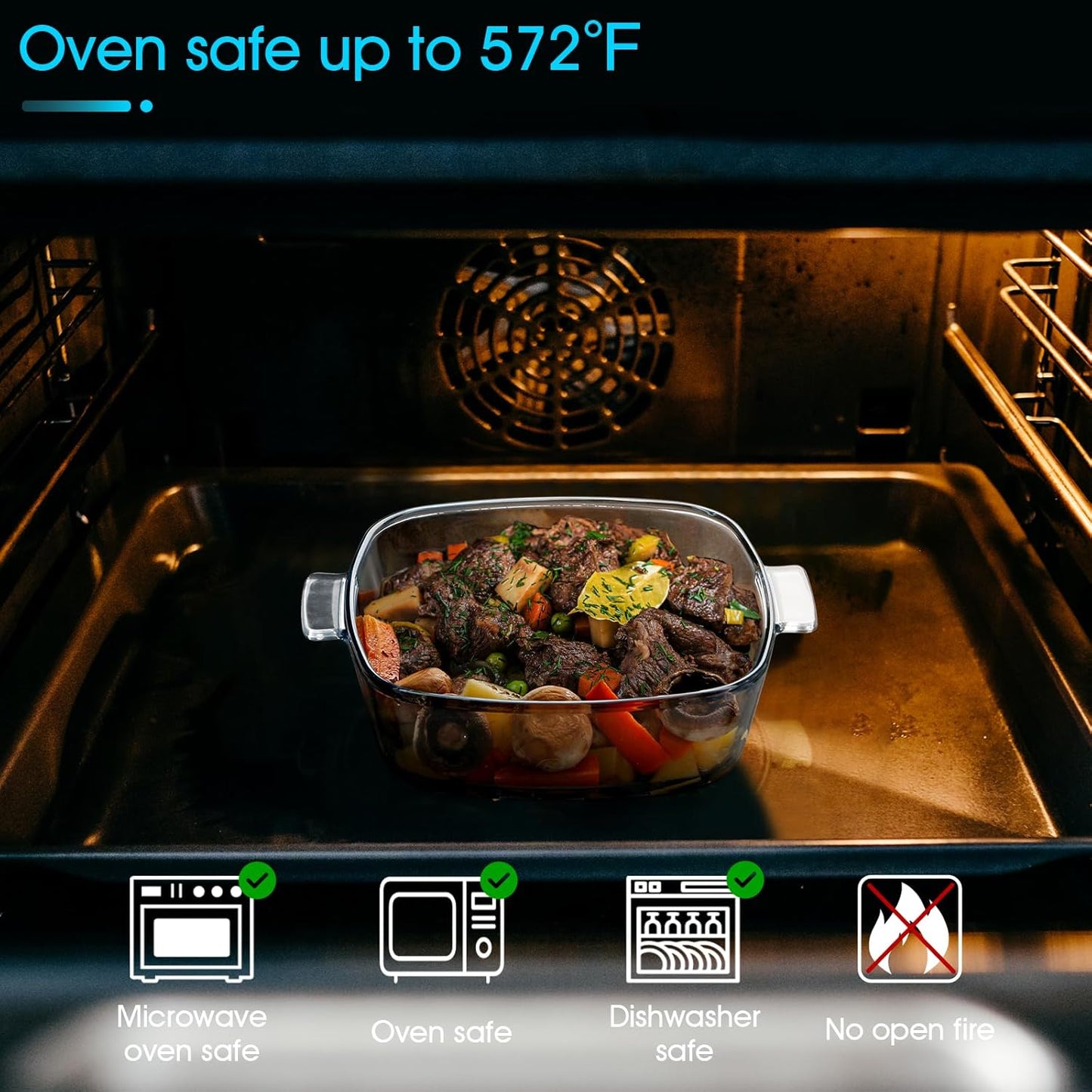 NUTRIUPS Mini Glass Casserole Dish with Lid Oven Safe Square Casserole Dish Set 2 Pack (5.9in+6.8in) Microwave Bowl With Glass Lid （0.8L+1.2L）