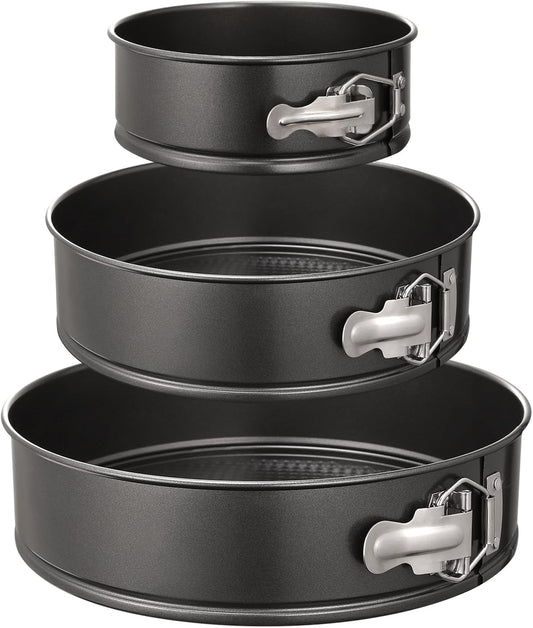 Hiware Springform Pan Set of 3 Non-stick Leakproof Round Cake Pan Set Includes 3 Pieces 6" 8" 10"