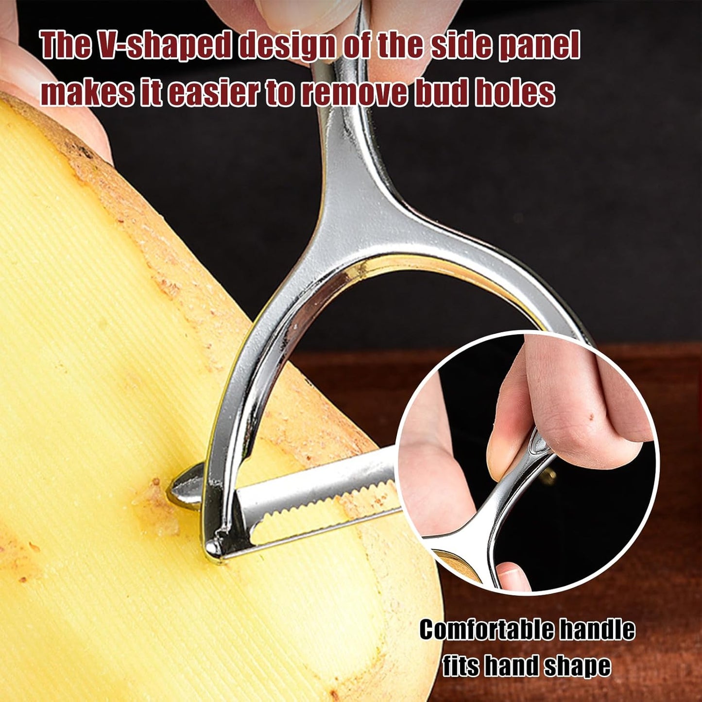 4-Piece Kitchen Spiral And V-Shaped Tools, vegetable peeler,crinkle cutter knife, Multifunctional Kitchen Set, Stainless Steel Manual Kitchen Tools for Creative Food Decoration（silvery）