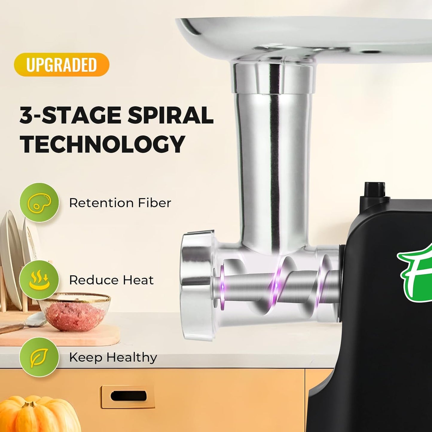 Meat Grinder Electric 9-In-1 Grinder 1700W For Meat with Attachments Sausage Maker, Kubbe Kit Stainless Steel Juicer, 3 Grinding Plates Meat Grinder for Home & Kitchen