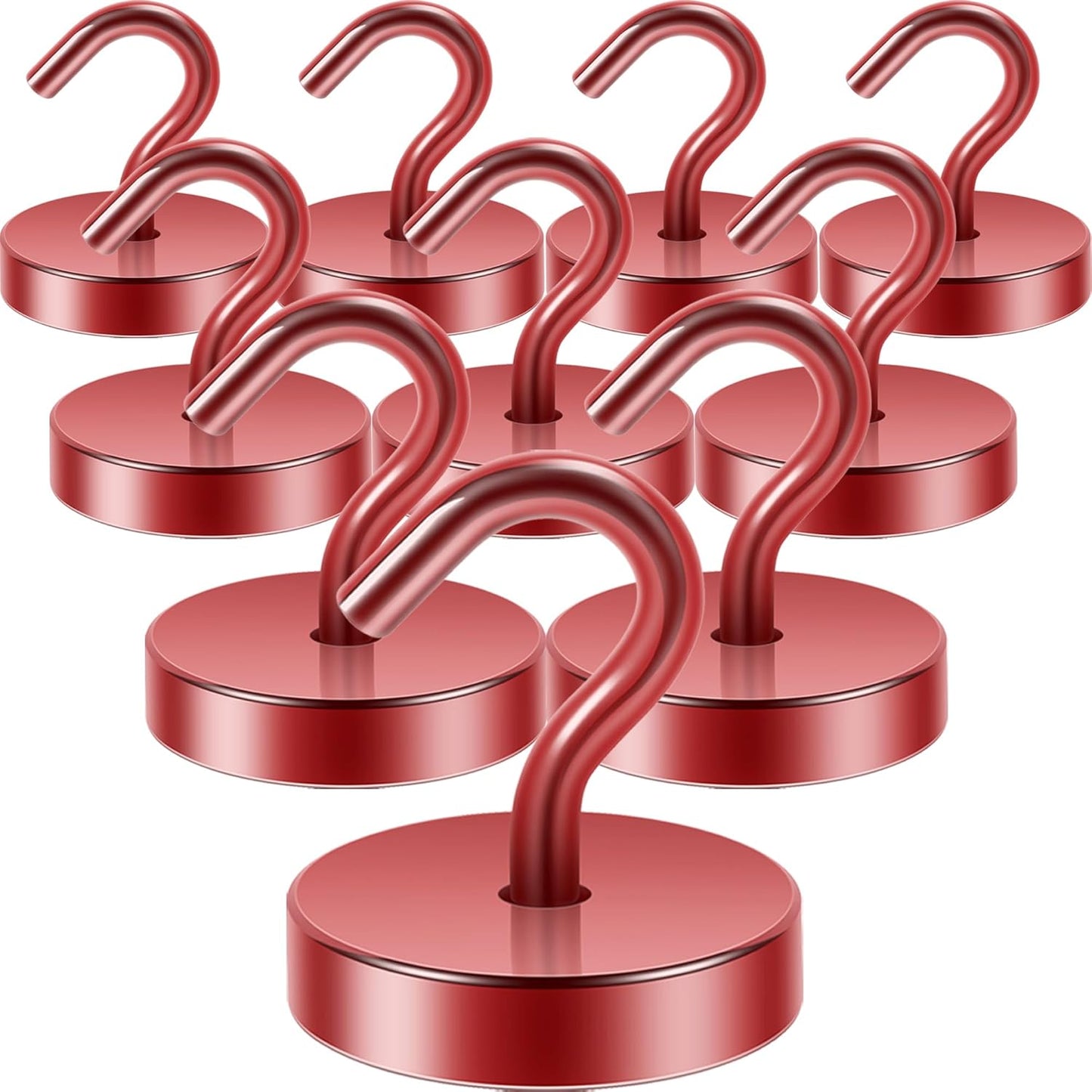 Neosmuk Magnetic Hooks, Cruise Ship Essentials, 120lb+ Heavy Duty Magnetic Hooks for Cruise Cabins, Refrigerator, Grill, Hanging, and Travel | Extra Strong Must-Haves Magnet Hook,Red, Pack of 10