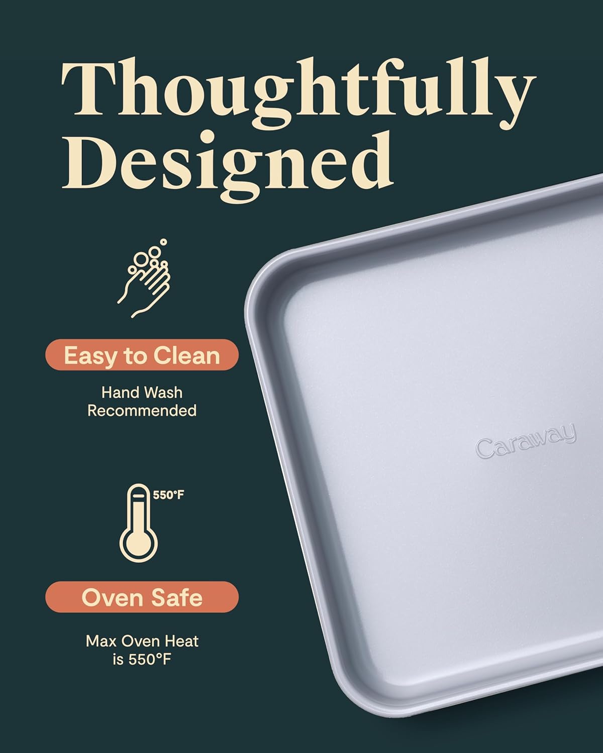 Caraway Non-Stick Ceramic 9” Square Pan - Naturally Slick Ceramic Coating - Non-Toxic, PTFE & PFOA Free - Perfect for Brownies, Lemon Bars, Cakes, & More - Gray