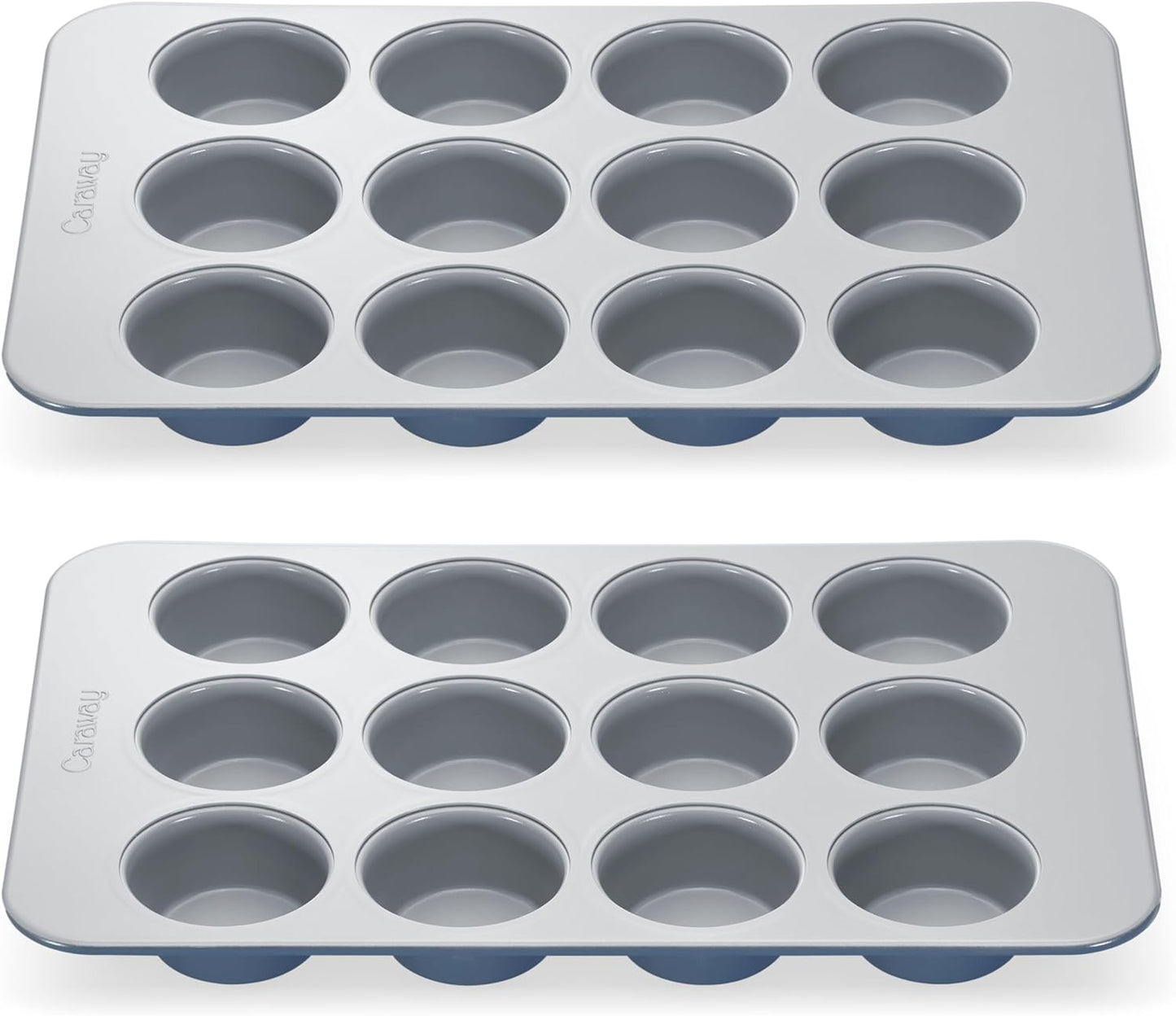 Caraway Non-Stick Ceramic 12-Cup Muffin Pan Duo - Naturally Slick Ceramic Coating - Non-Toxic, PTFE & PFOA Free - Perfect for Cupcakes, Muffins, and More - Slate
