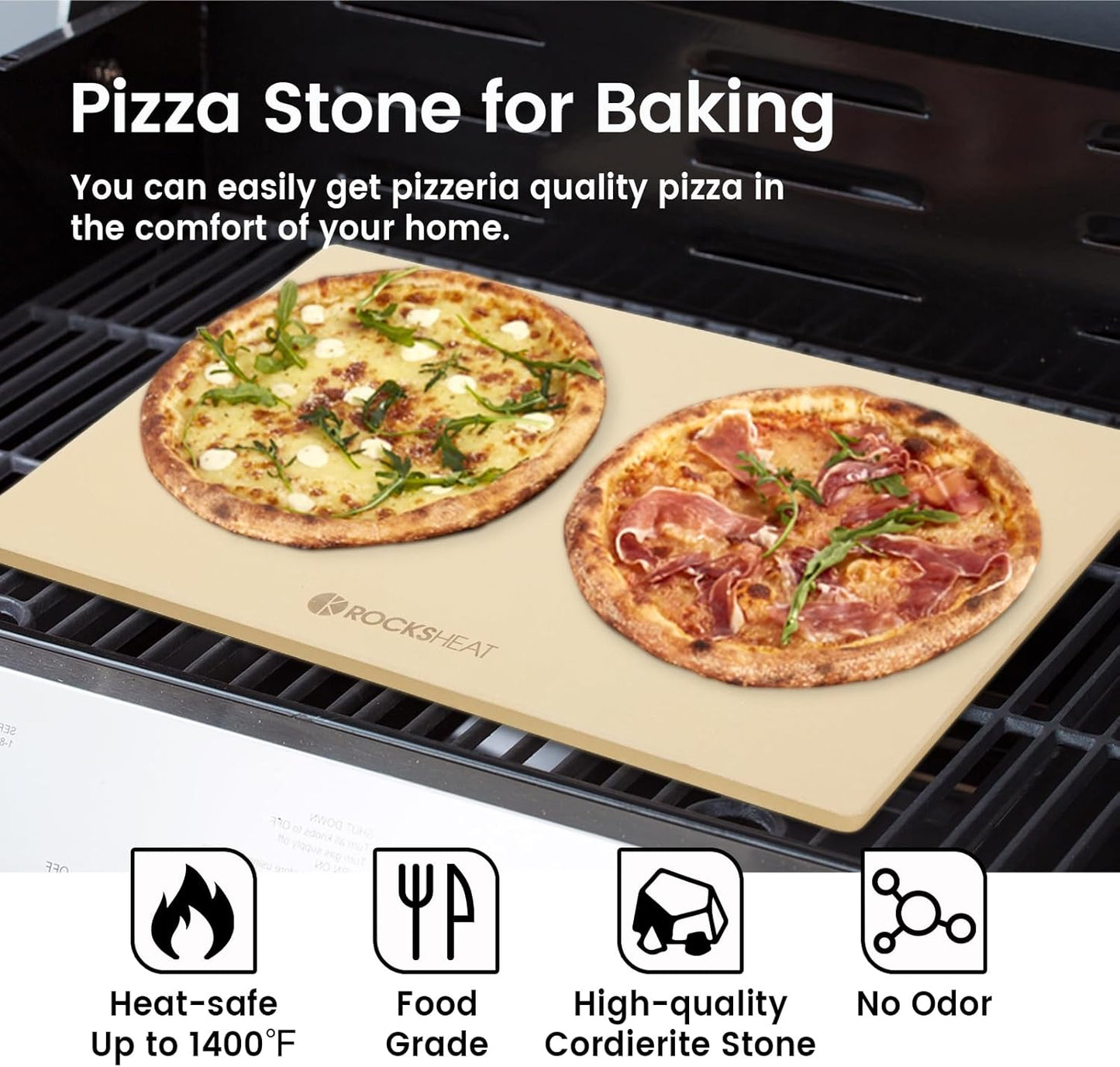 Pizza Stone, Rectangular Extra Large 23.6" x 15.8" x 0.6" Pizza Stones for Oven Grill BBQ, Industrial Commercial Heavy Duty Cordierite Baking Stone for Pizza Bread, Outdoor Pizza Accessories