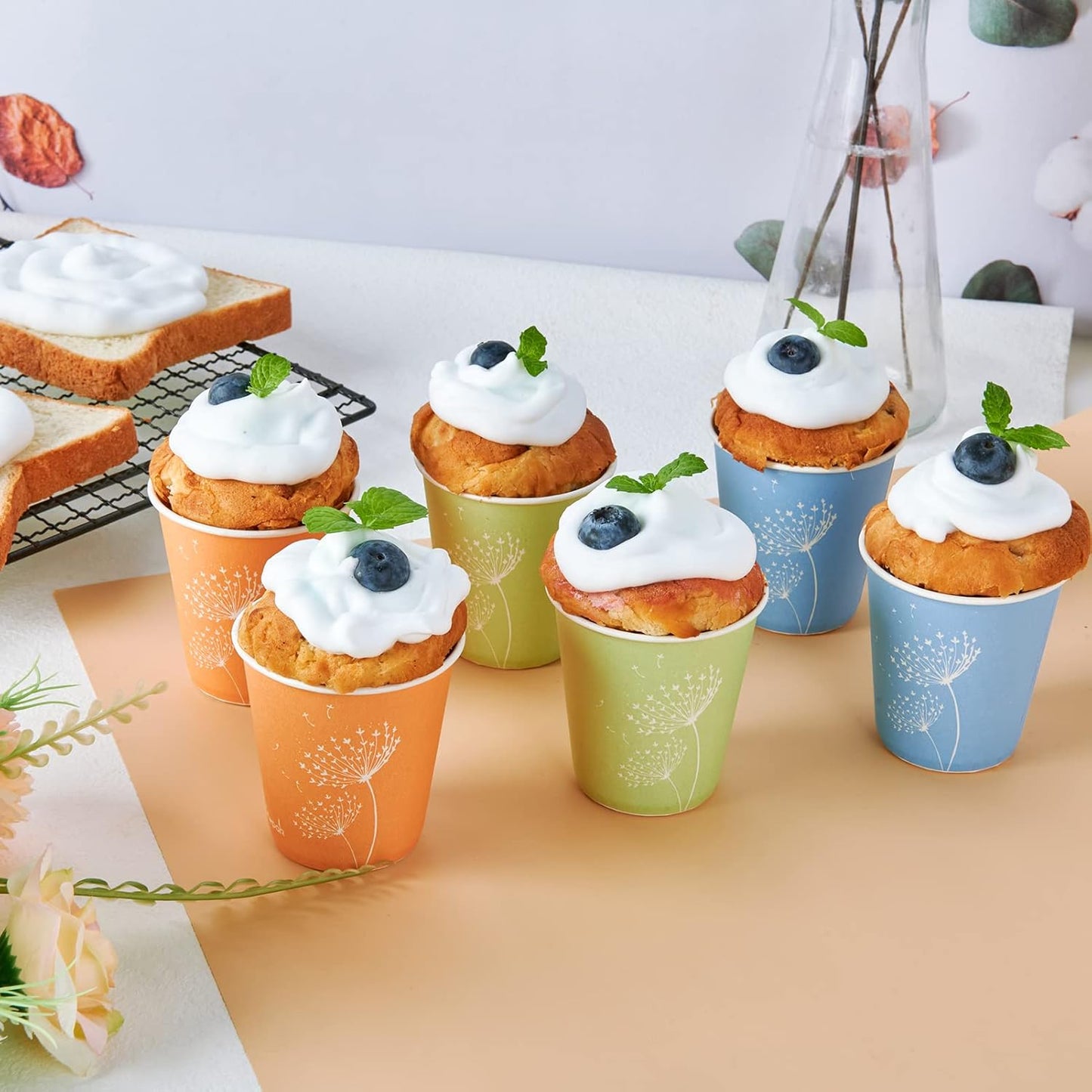 LITOPAK 600 Pack 5 oz Disposable Paper Cups, Colorful Disposable Mouthwash Cups, Small Disposable Cups, Mini Paper Cups for Parties, Picnics, Barbecues, Travel and Events