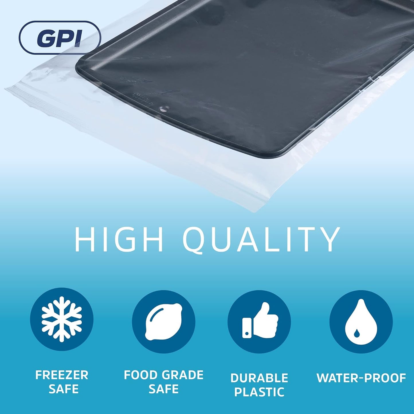 GPI Pack of 100, 14" x 20" Clear Plastic RECLOSABLE Zip Bags - Bulk 2 mil Thick Strong & Durable Poly Baggies with Resealable Zip Top Lock for Travel, Storage, Packaging & Shipping
