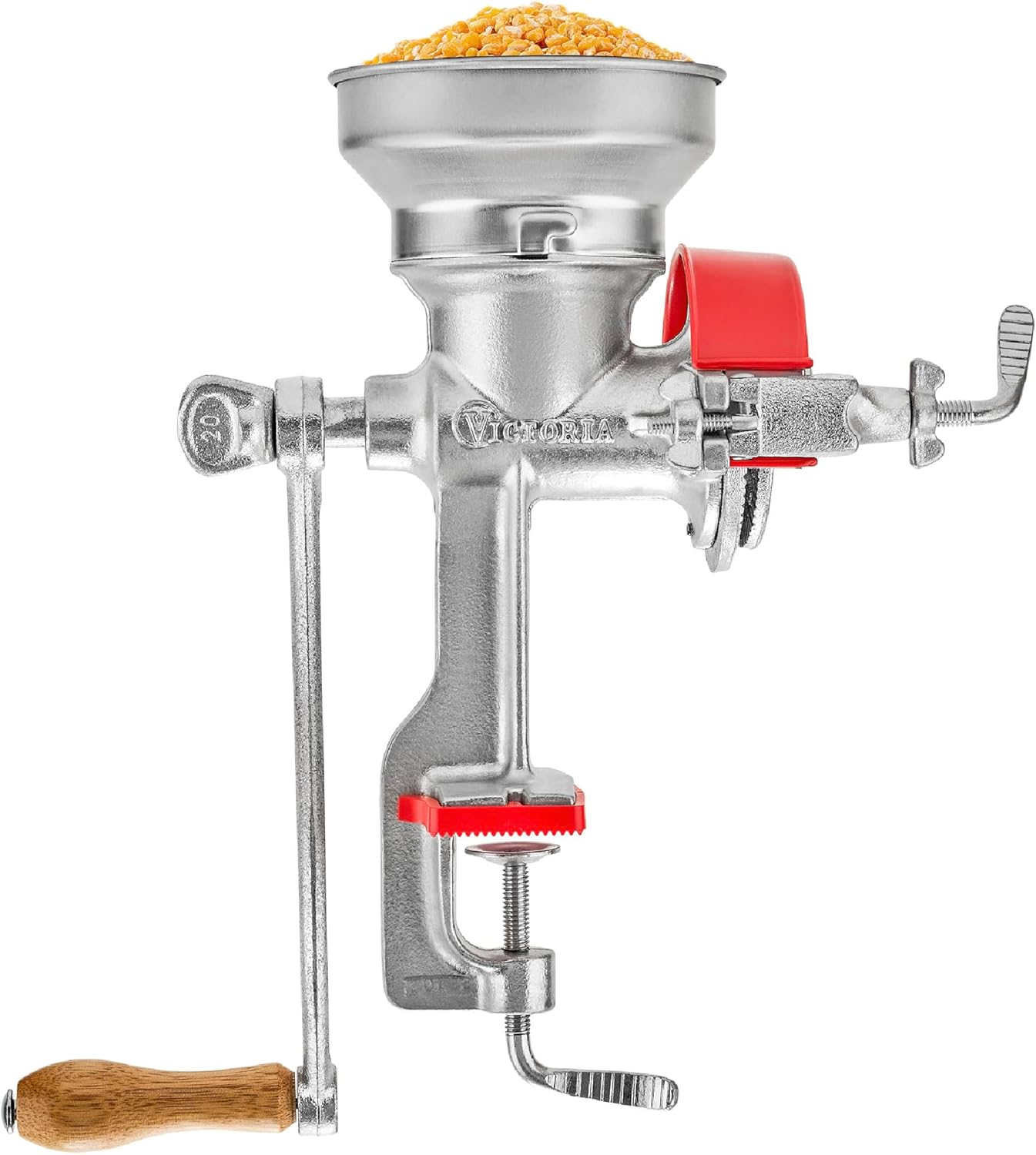 Victoria Manual Cast Iron Grain Mill with Low Hopper, Premium Corn-Grinding Mill and Grain Grinder, Made in Colombia