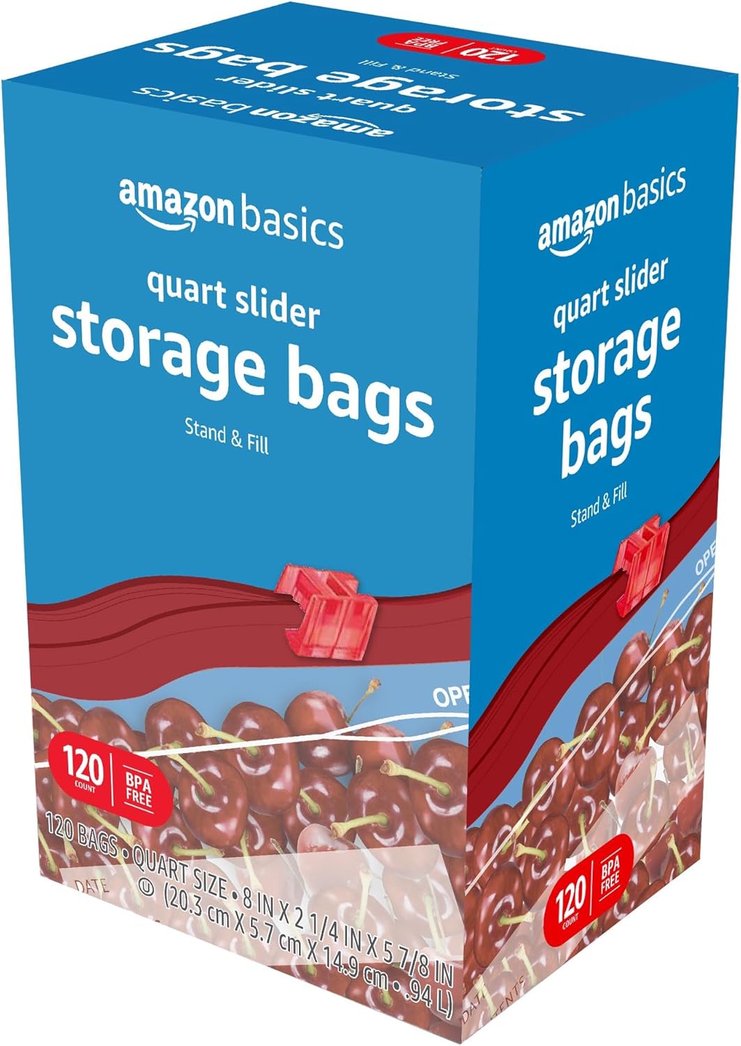Amazon Basics Slider Quart Food Storage Bags, BPA Free, 120 Count (Previously Solimo)