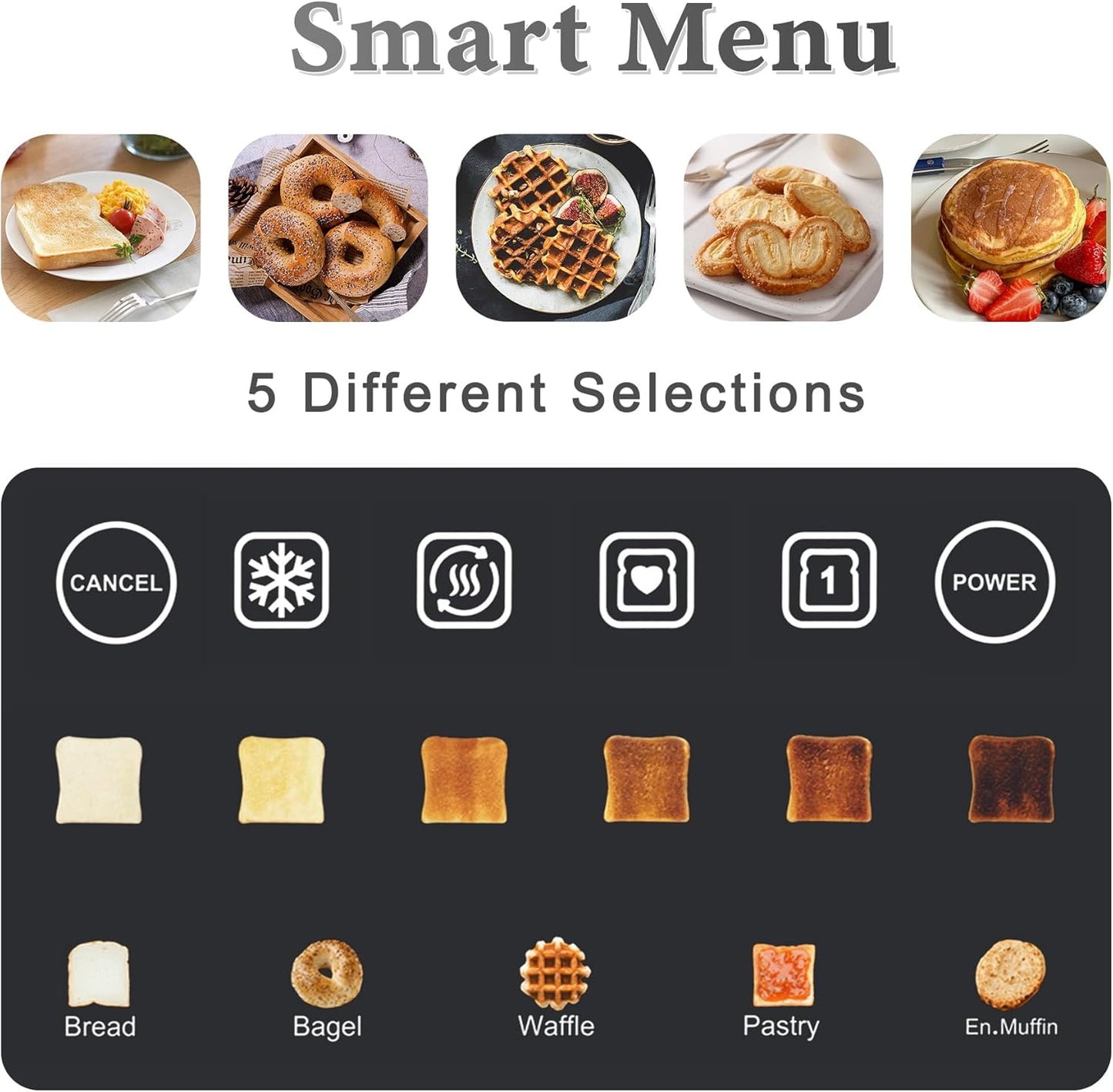 Long Slot Toaster 4 Slice, Touch Screen LED Display, 1.5” Extra Wide Slots for Thick Bread & Bagels, Countdown Timer, Memory Function, Dual Independent Control, 6 Shade Settings, Stainless Steel