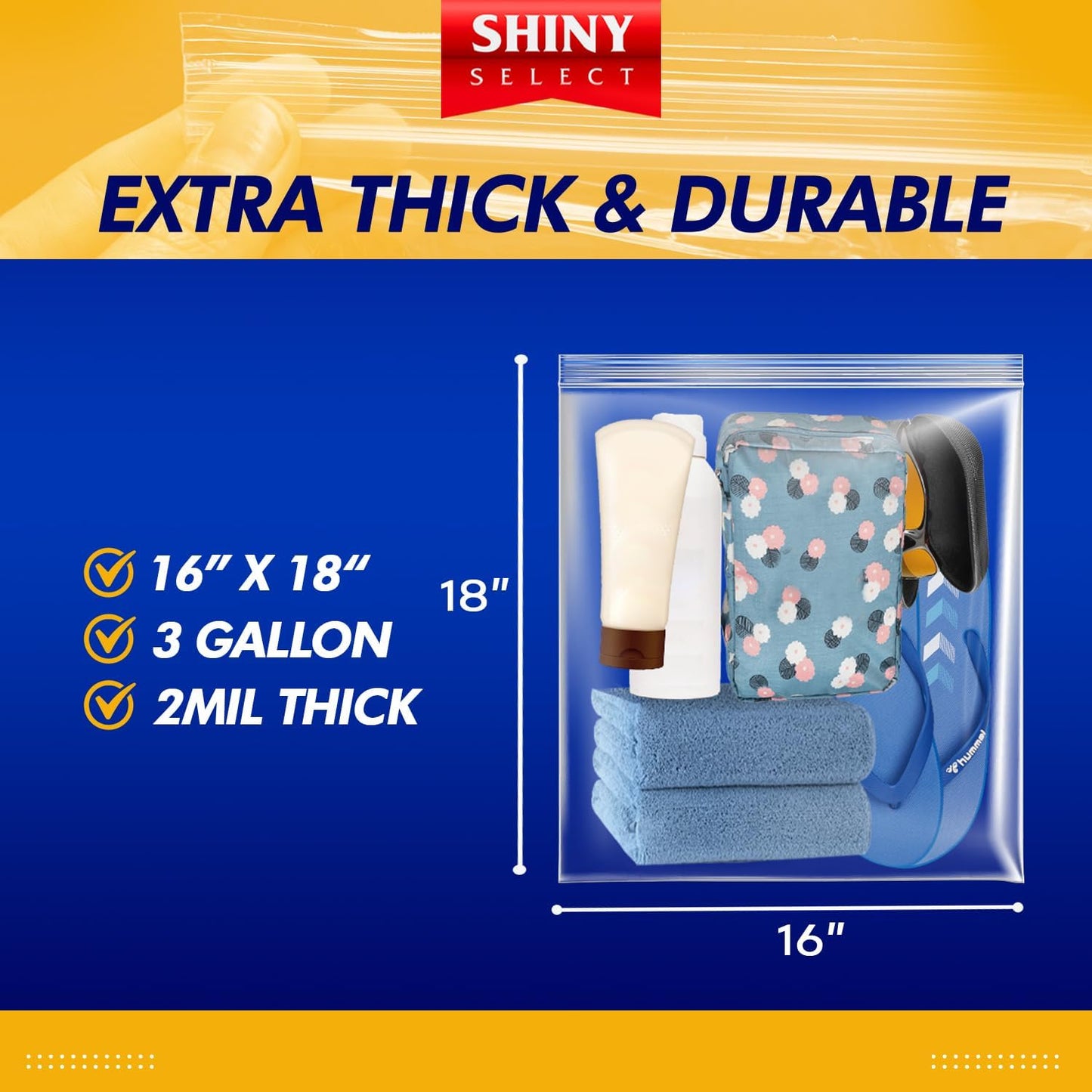 [100 Count] Mega Pack of XLarge Bags Jumbo 3.5 GALLON BIG Size Clear Thick Freezer Food Storage Bags for Toys, Arts, Crafts, Moving, Clothing & Closet Organization (packaging may vary)