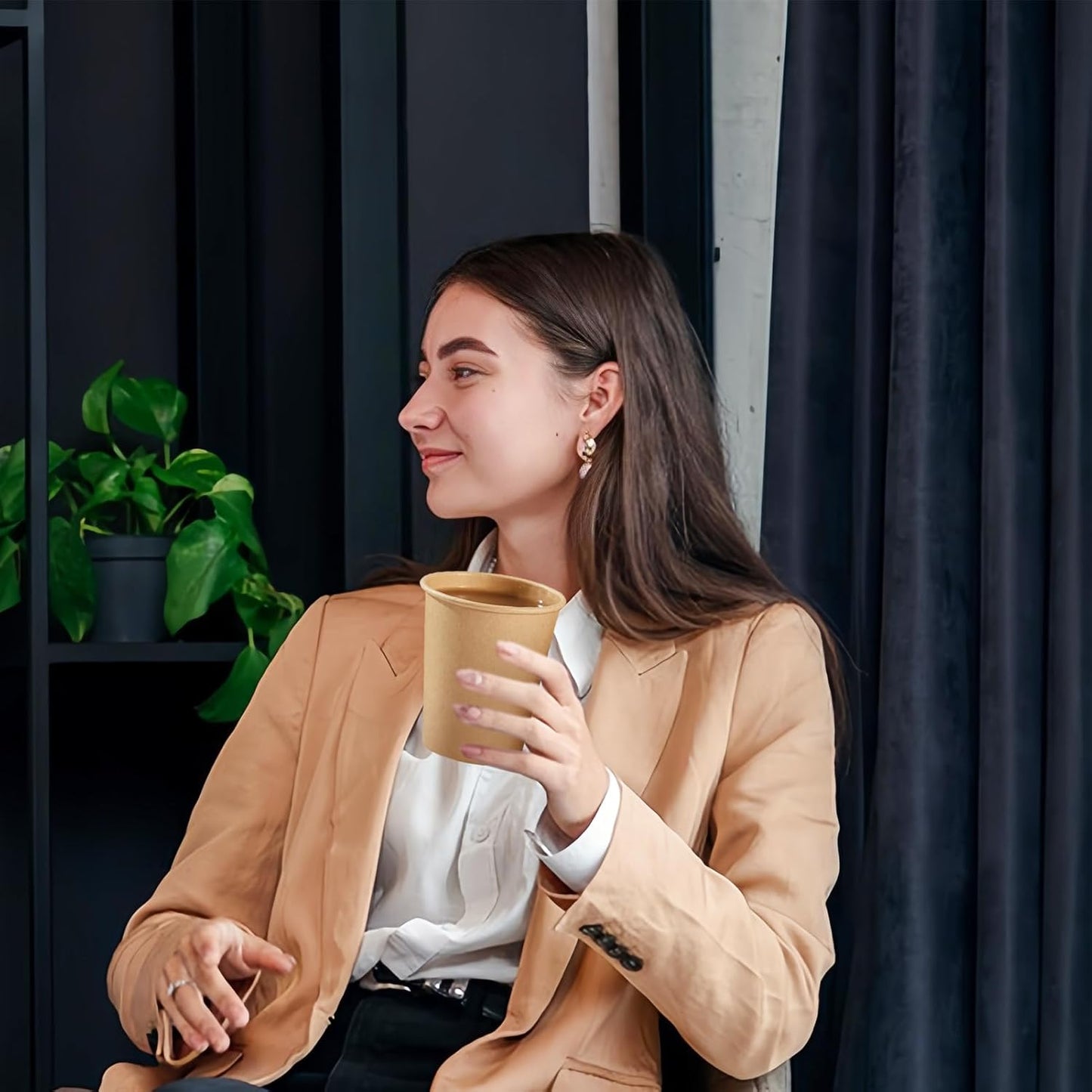 400 Pack 8 oz Kraft Paper Cups, Unbleached Disposable Paper Coffee Cups, Thickened Hot/Cold Beverage Drinking Cup for Party, Home, Cafes, Bistros, Businesses (Brown)