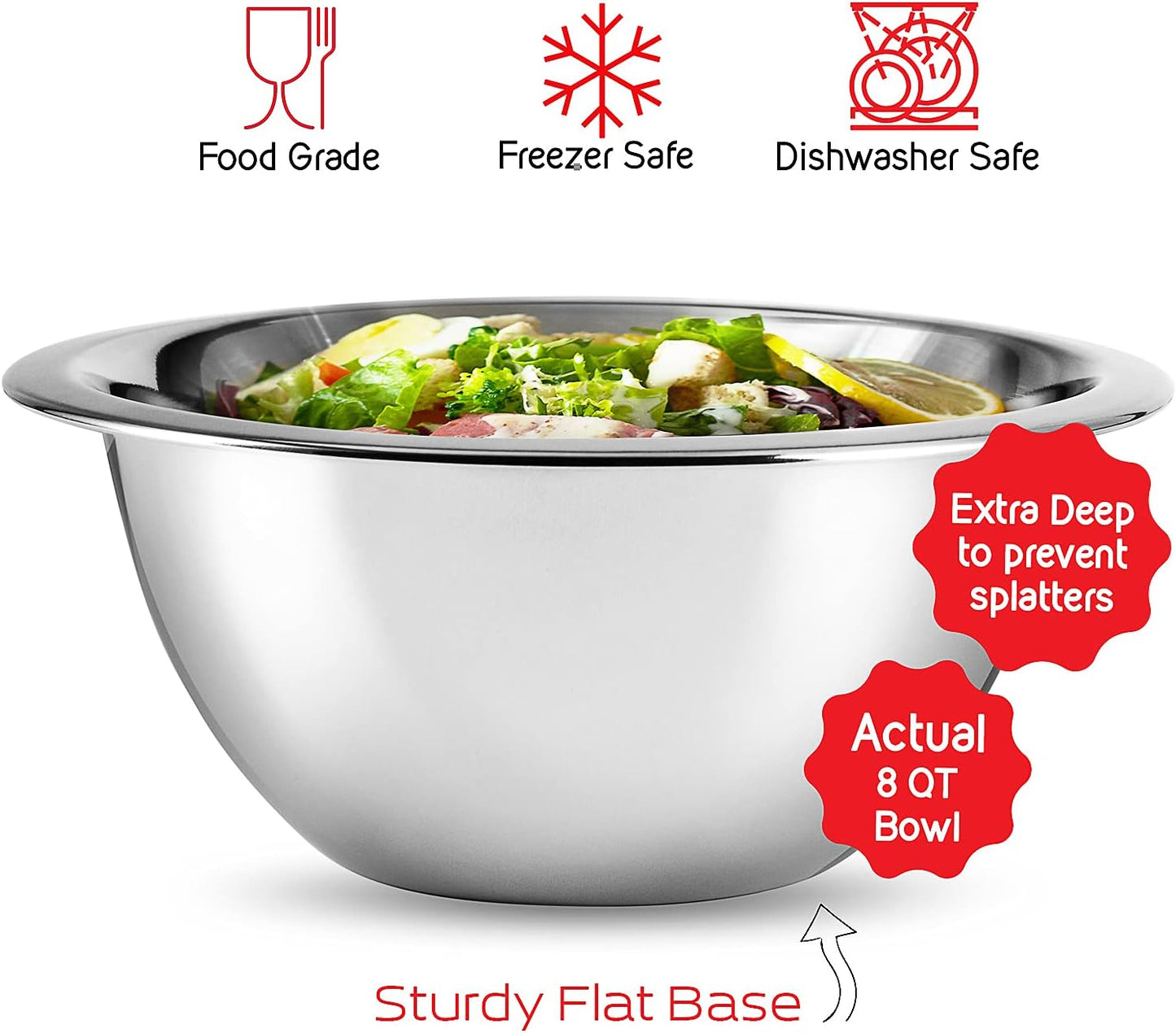 EATEX Stainless Steel Mixing Bowls with Measuring Cups & Spoons Set of 14 - Dishwasher Safe Nesting Mixing Bowl Set for Cooking, Baking & Meal Prep Non-Slip Premium Bowls
