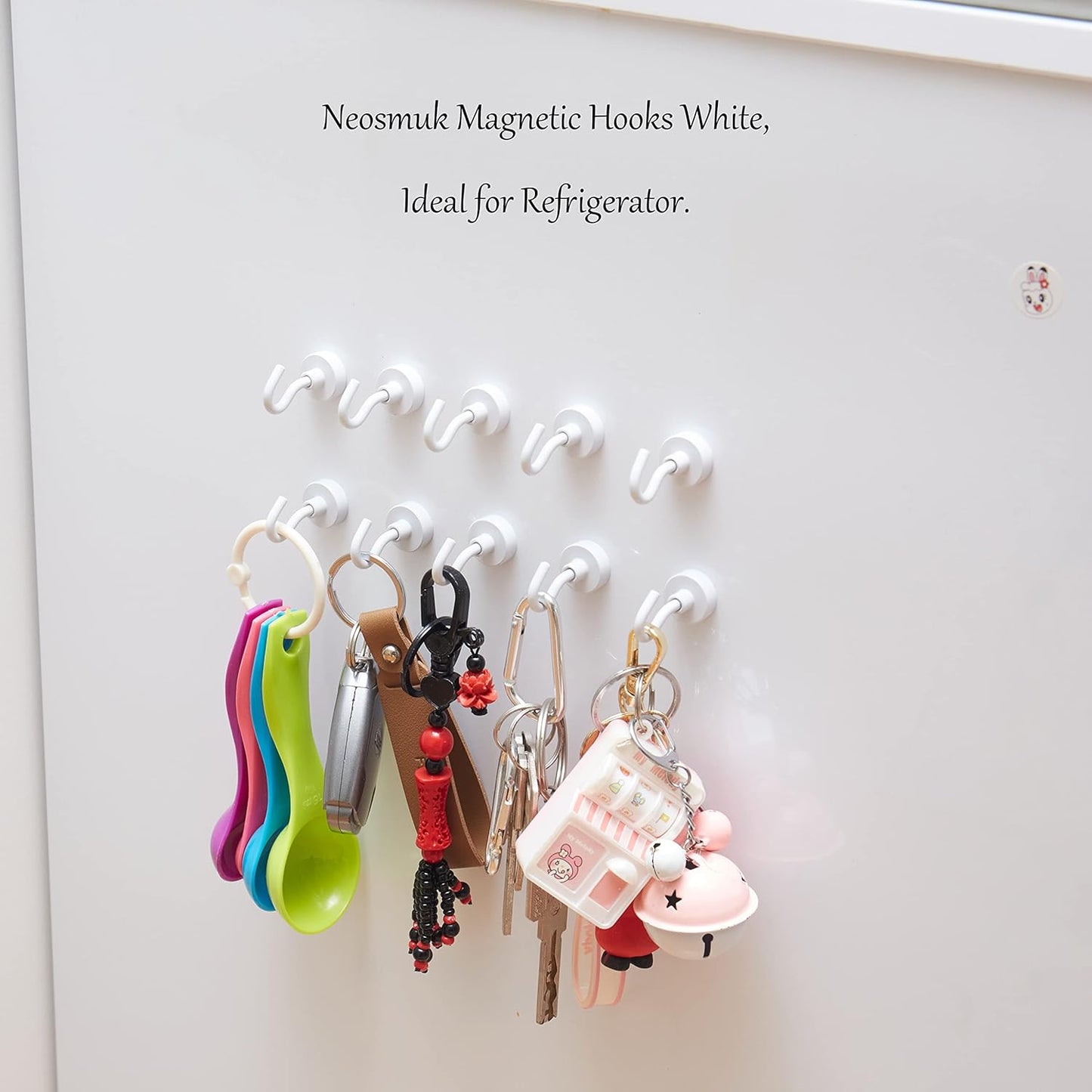 Neosmuk Magnetic Hooks,30lb+ Heavy Duty Earth Magnets with Hook for Refrigerator, Extra Strong Cruise Hook for Hanging, Magnetic Hanger for Curtain, Grill (Creamwhite, 15 Pack)