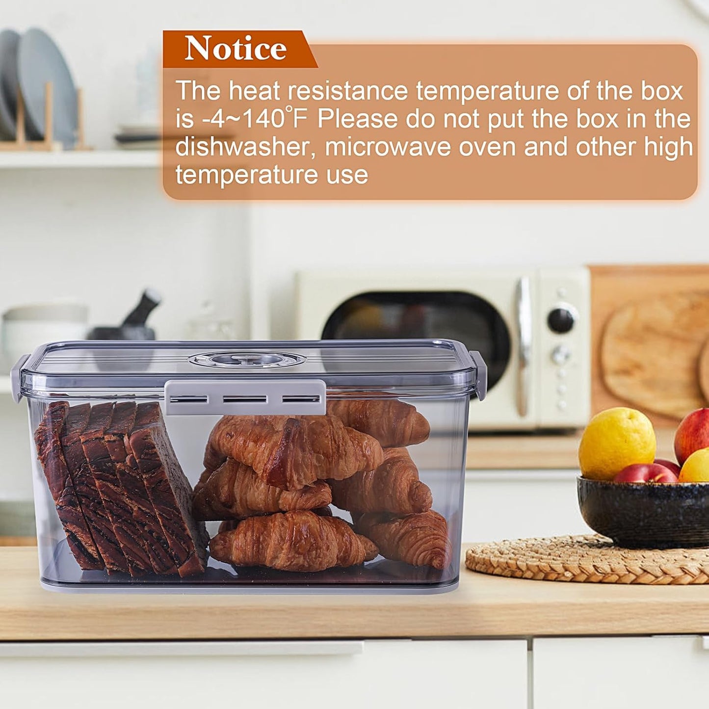 Bread Box for Homemade Bread Boxes for Kitchen Counter Airtight, Time Recording Bread Storage Container with Lid, Bread Containers Storage Airtight Loaf Bread Keeper, Grey