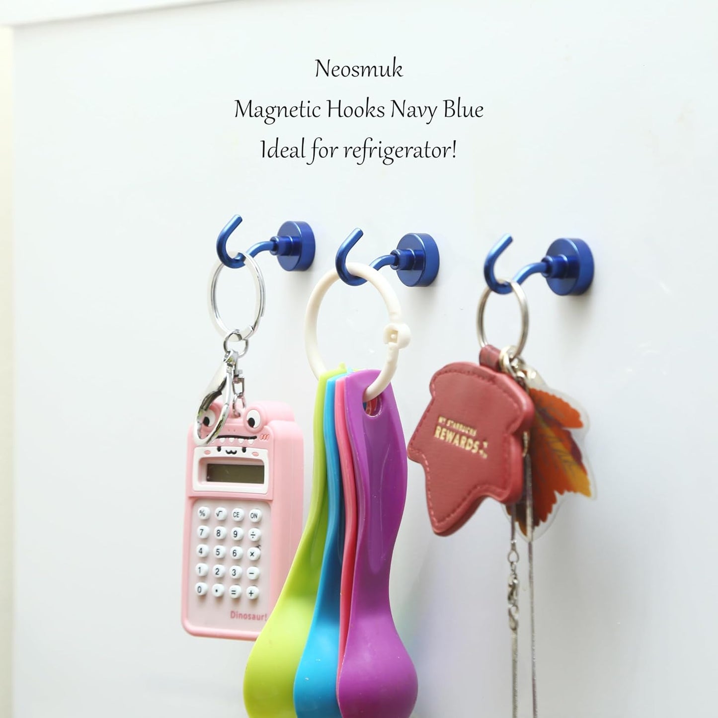 Neosmuk Magnetic Hooks,30lb+ Heavy Duty Earth Magnets with Hook for Refrigerator, Extra Strong Cruise Hook for Hanging, Magnetic Hanger for Cabins, Grill (Navy Blue,10 Pack)