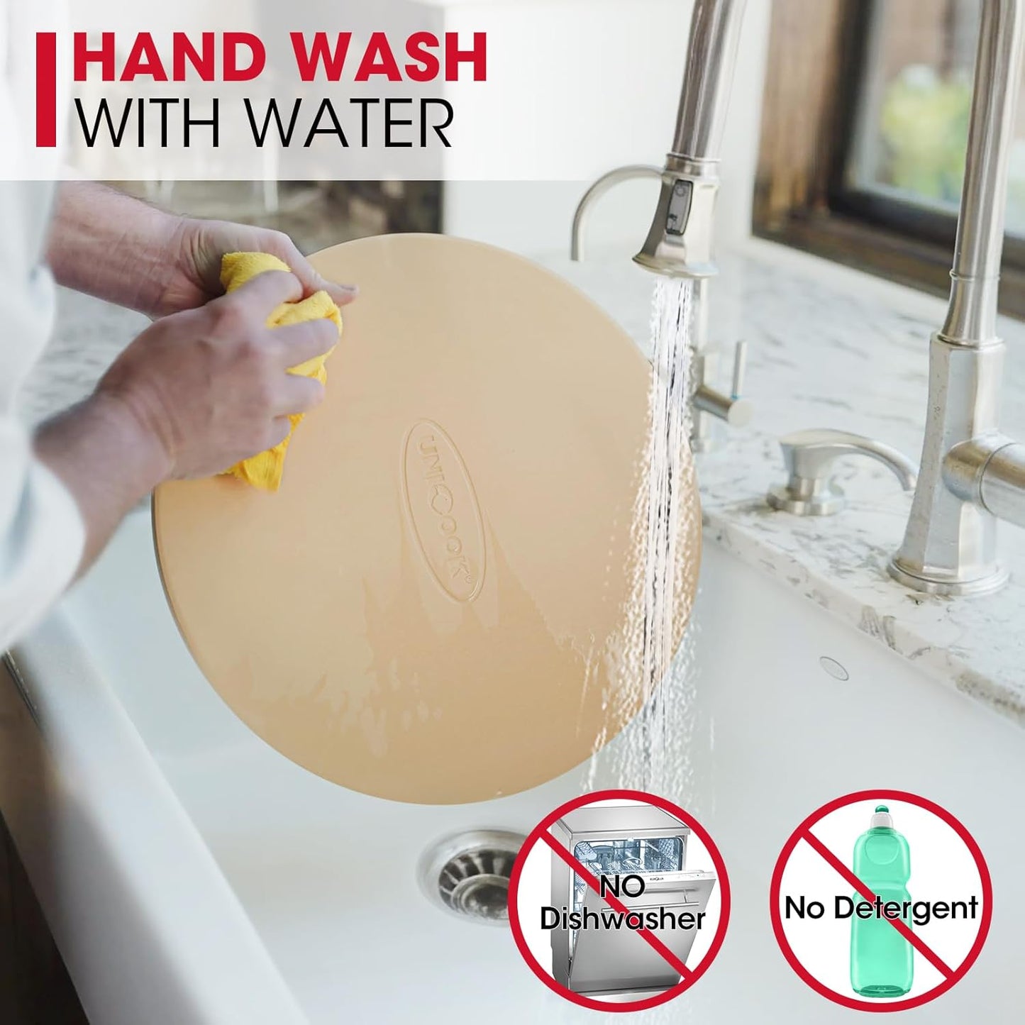 Unicook Round Pizza Stone for Oven and Grill 16 Inch, Oven Baking Stone for Bread, Cordierite Pizza Pan for Baking Crispy Bread and Cookies, Includes Carry Rack and Dough Scraper