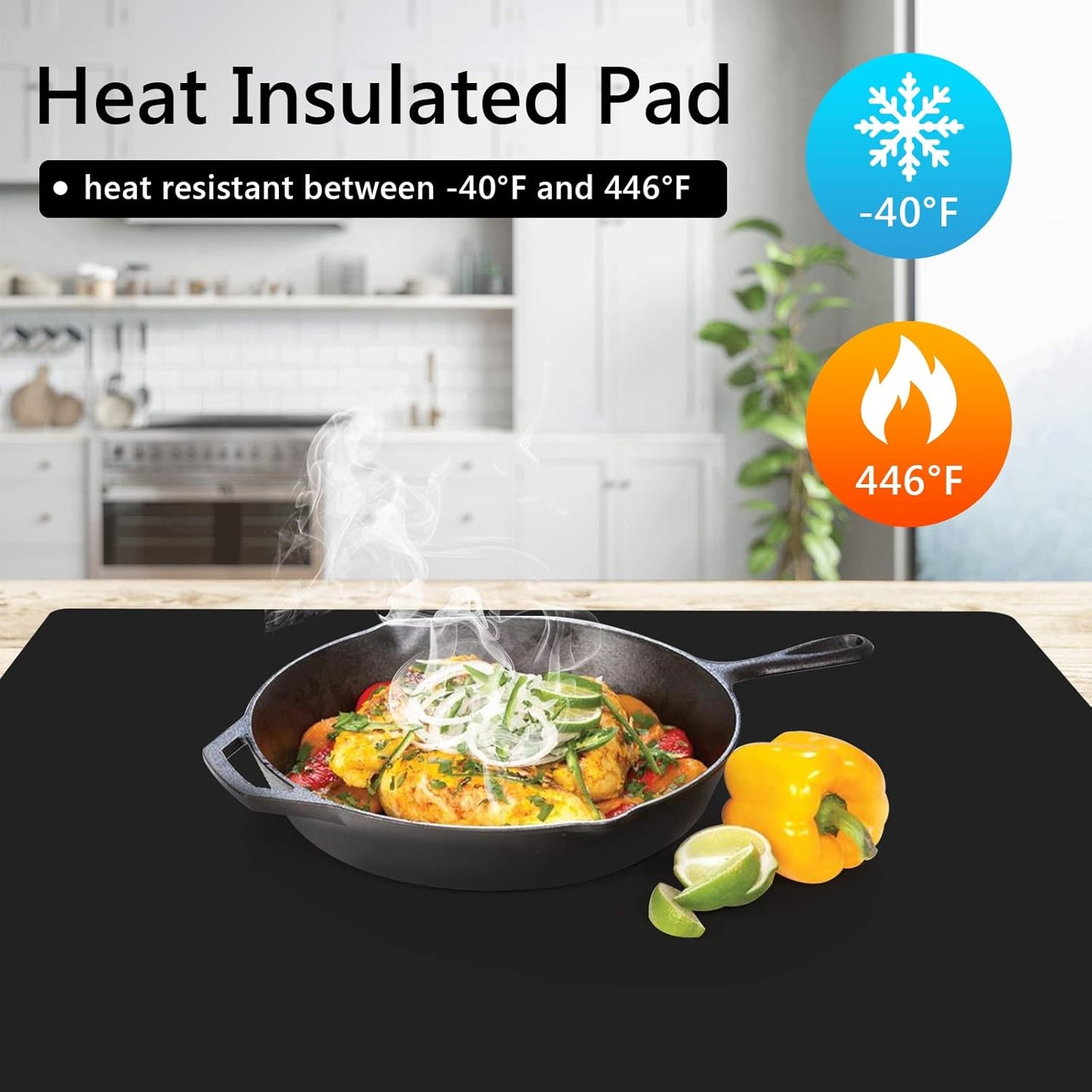 Gartful 2 Pack Silicone Mats for Countertop - 0.05" Thicker, 32" by 24" Extra Large Counter Table Protector, Heat Resistant Mat, Work Desk Pad, Non Skid Placemat, Multipurpose Mat, Pastry Mat, Black