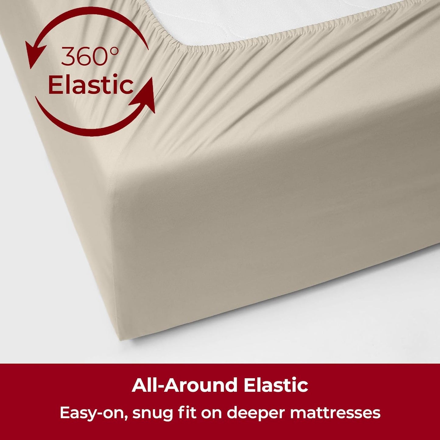 Mellanni Extra Deep Twin XL Sheets - 3 PC Iconic Collection Bedding - Luxury, Ultra Soft, Cooling Bed Sheets - Wrinkle, Fade, Stain Resistant (Twin Extra Long, Golden Ivory)