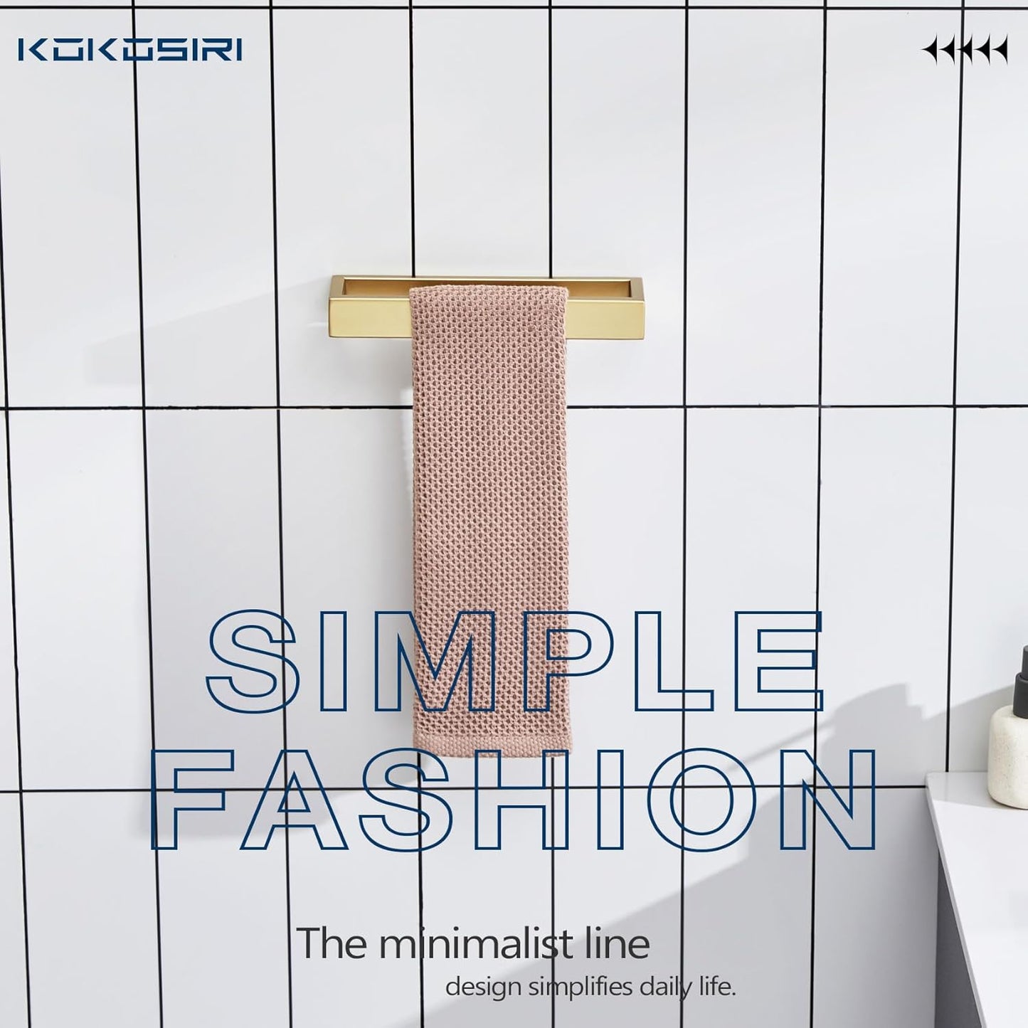 KOKOSIRI Towel Rings Brushed Gold Hand Towel Bars 9-Inch Kitchen Towel Rack Stainless Steel Bathroom Hardware Wall Mounted, 2 Pack B4008BG-L9-P2