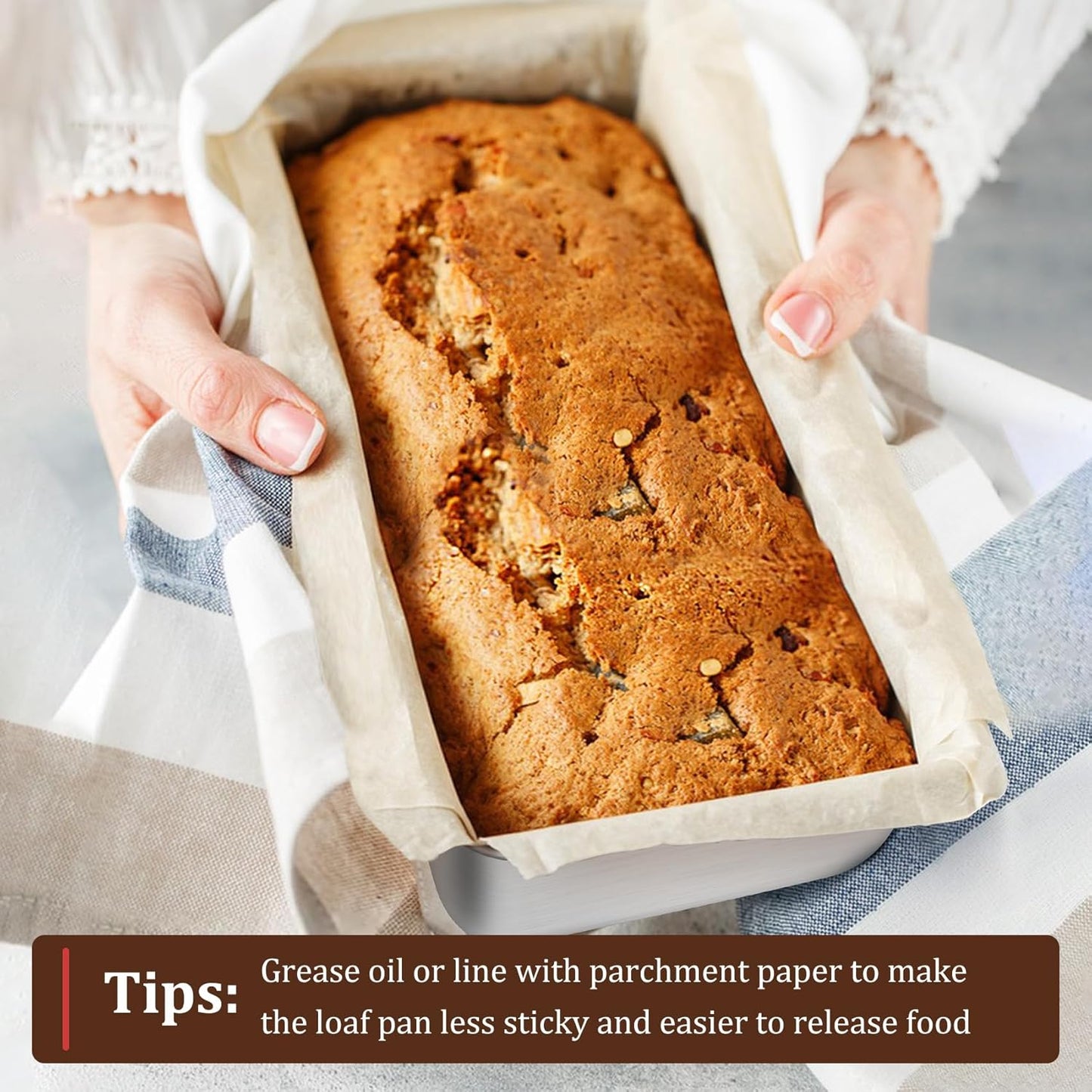 TeamFar Loaf Pan, 12 x 5 Inch Stainless Steel Loaf Pans for Baking Bread, Large Bread Loaf Baking Pan for Homemade Bread, Meatloaf, Cake, Brownies, Non-Toxic, Heavy-duty, Oven & Dishwasher Safe