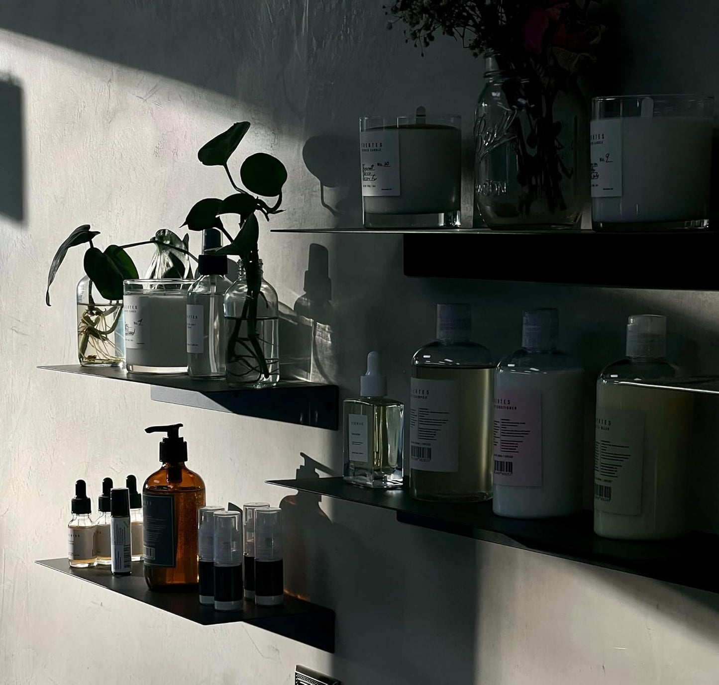 DIY CARTEL Linear Floating Shelf - Forged Raw Blackened Steel - Industrial Heavy Duty Metal Wall Mounted Modern Rustic Shelf - Made in The USA (30-inch x 8-inch Black)