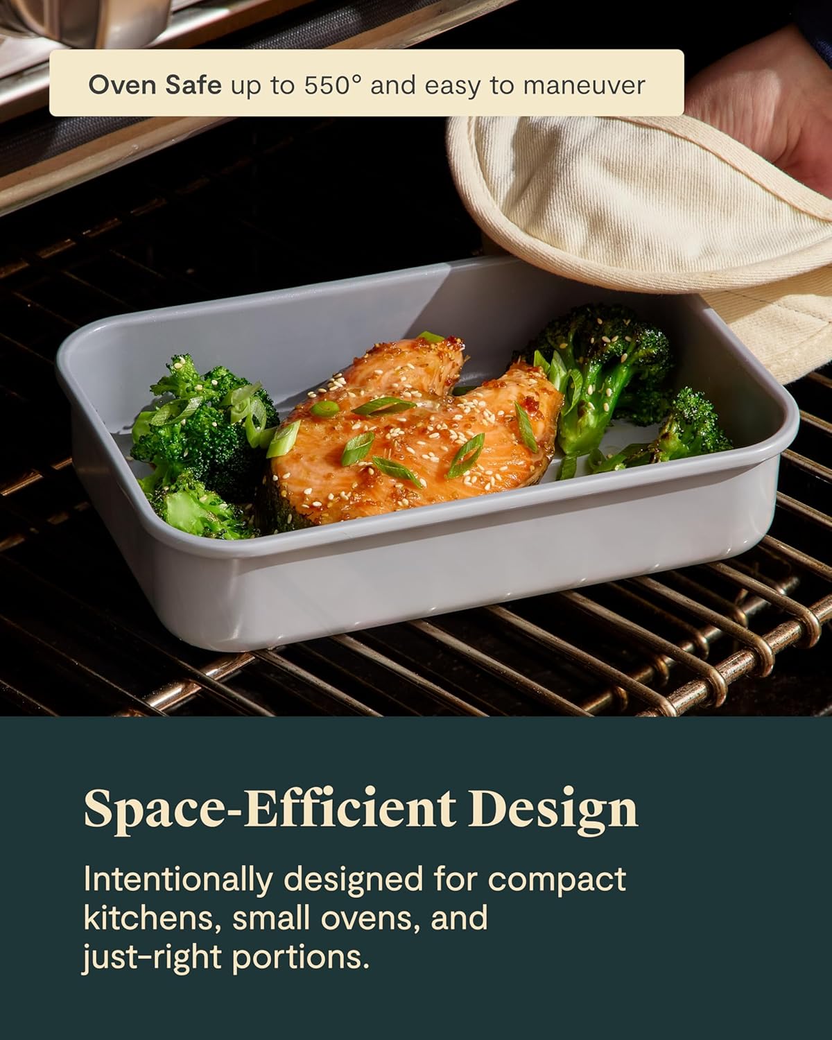 Caraway Nonstick 9” x 6.5” Small Rectangle Baking Pan Duo – Non-Toxic, PTFE & PFOA Free – Aluminized Steel Core – Deep Ceramic Baking Pan for Casseroles, Lasagna & More - Gray