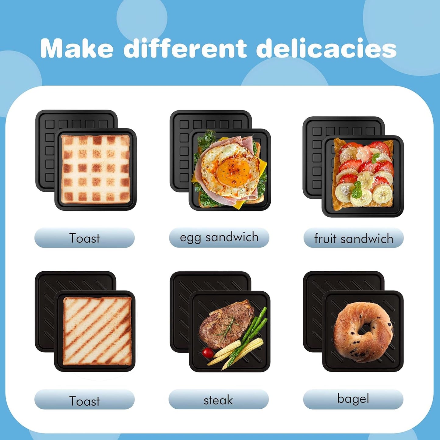 Microwave Grilled Cheese & Breakfast Maker - Fast Cook Waffle, Panini & Sandwich Press (<5 Min), Microwave Cookware, Dishwasher Safe,Easy Clean,2-in-1 Set(4 PCS)